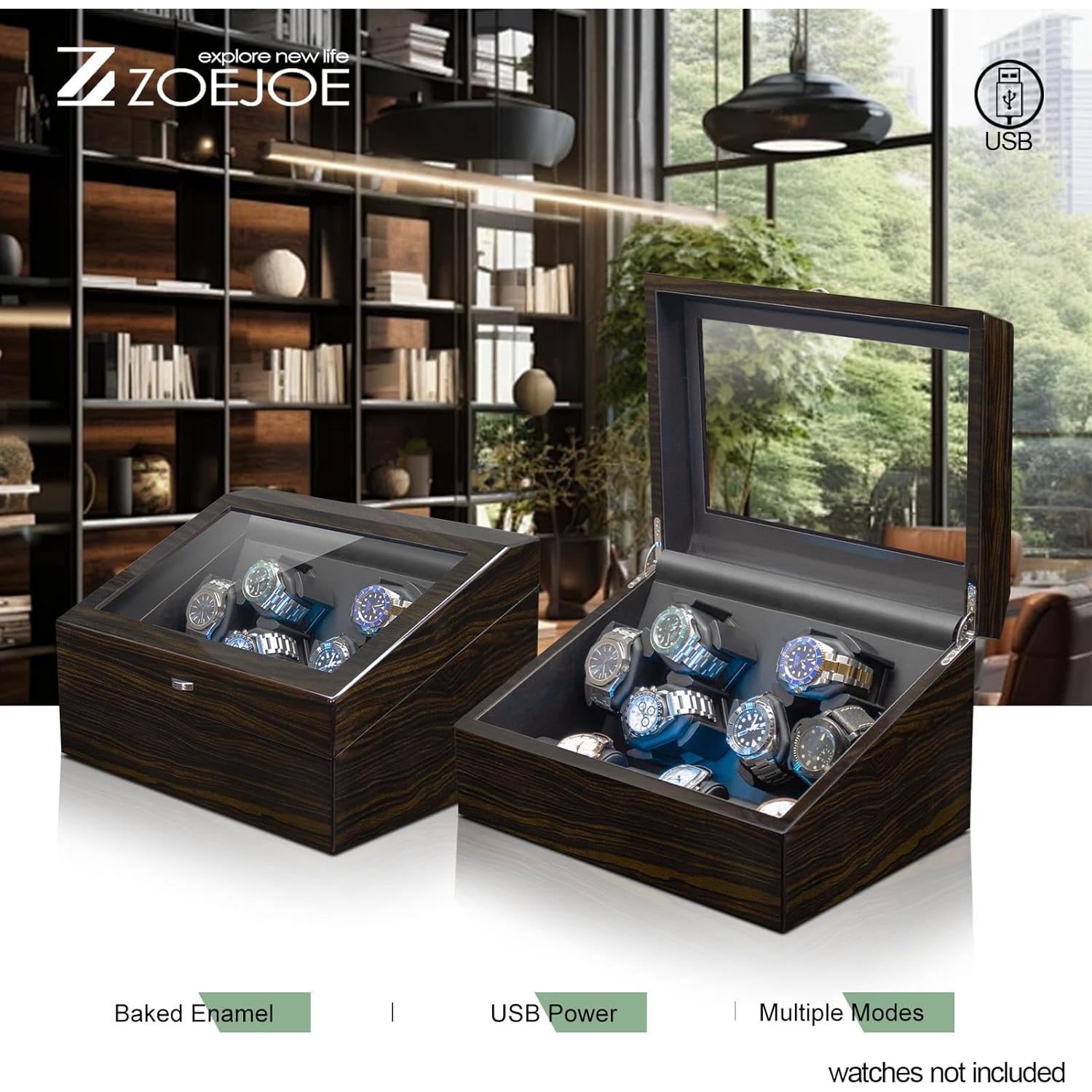 Enrollador automático de relojes ZOEJOE 12 relojes, 4 modos