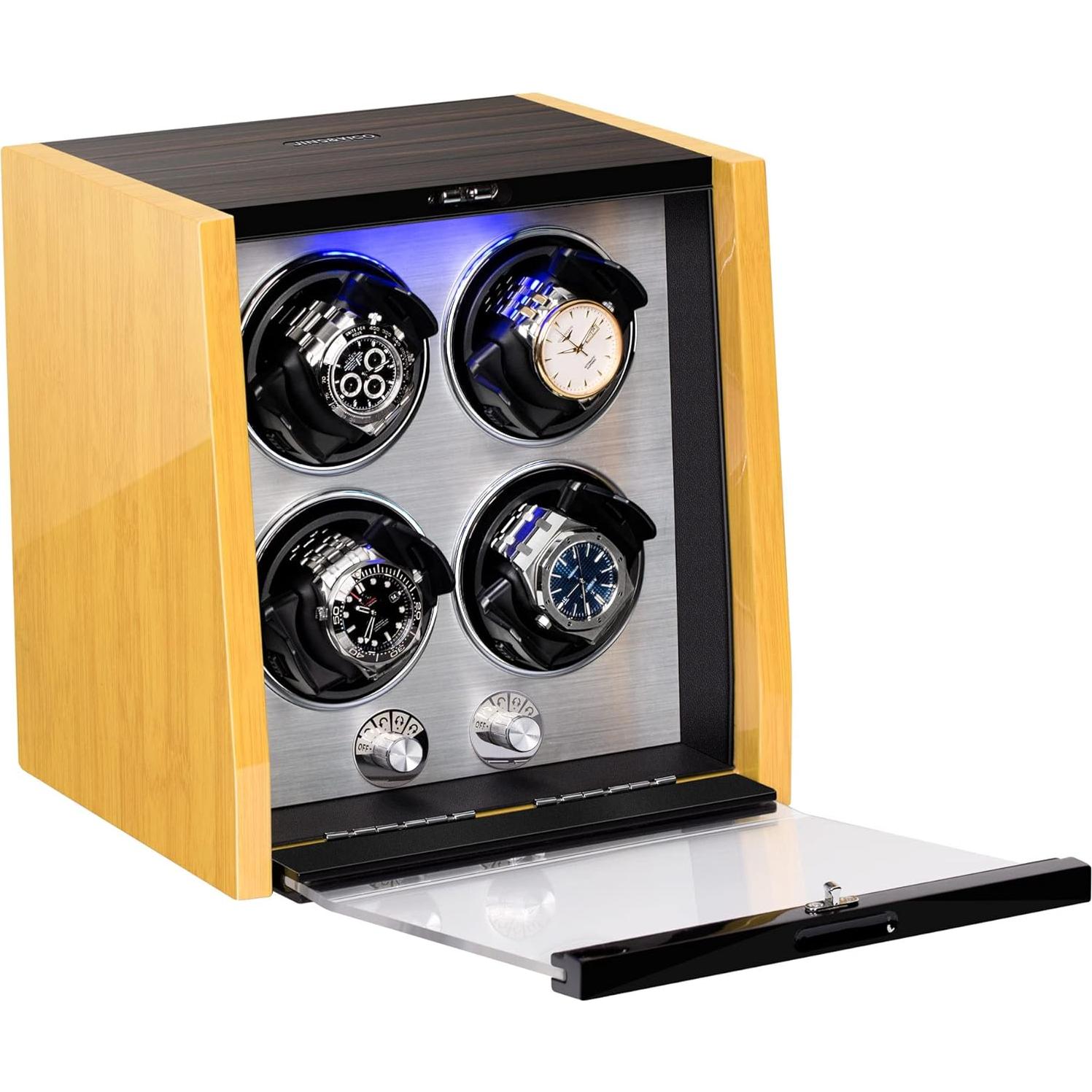 Reloj Winder JINS&VICO para 4 Relojes Automáticos Bambú