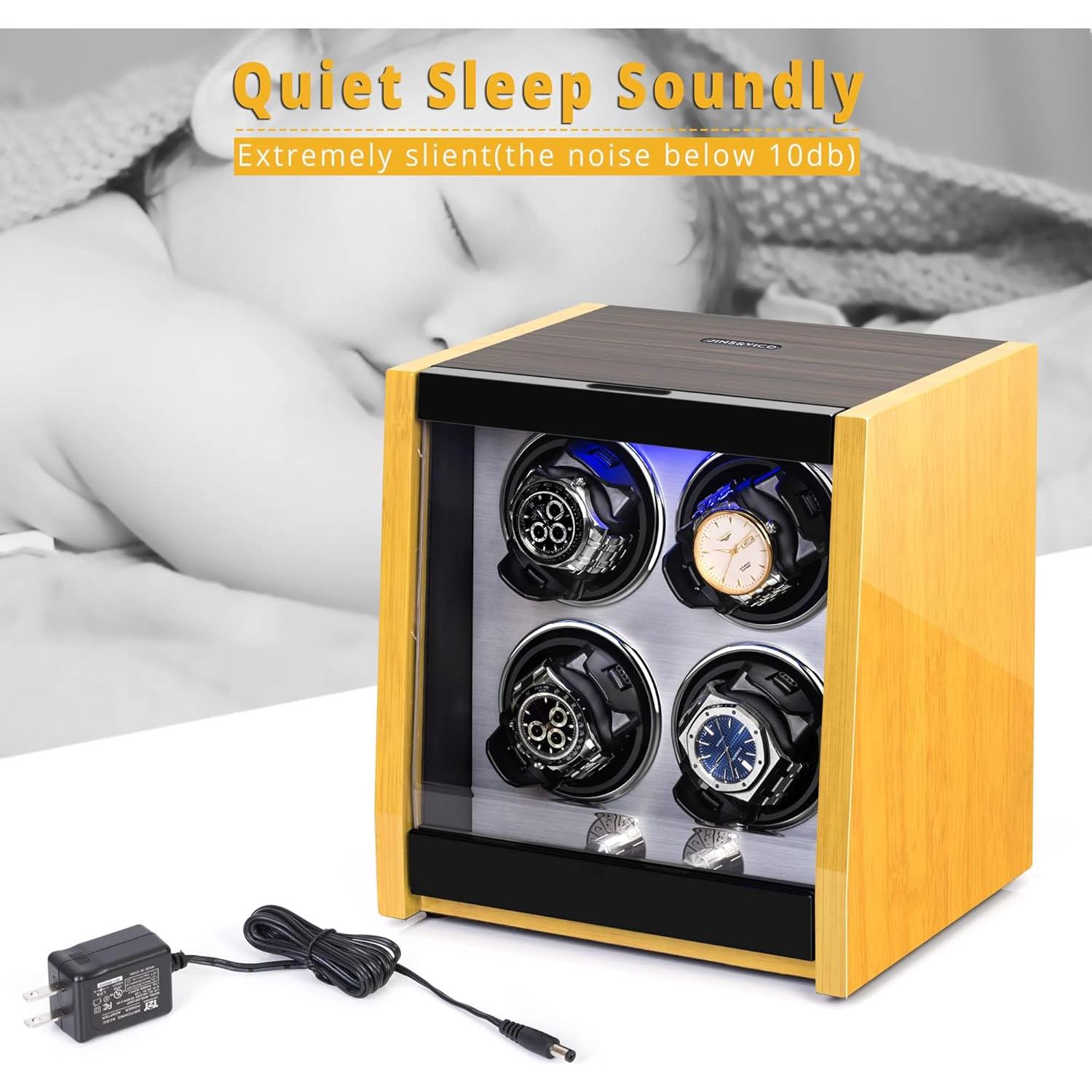 Reloj Winder JINS&VICO para 4 Relojes Automáticos Bambú