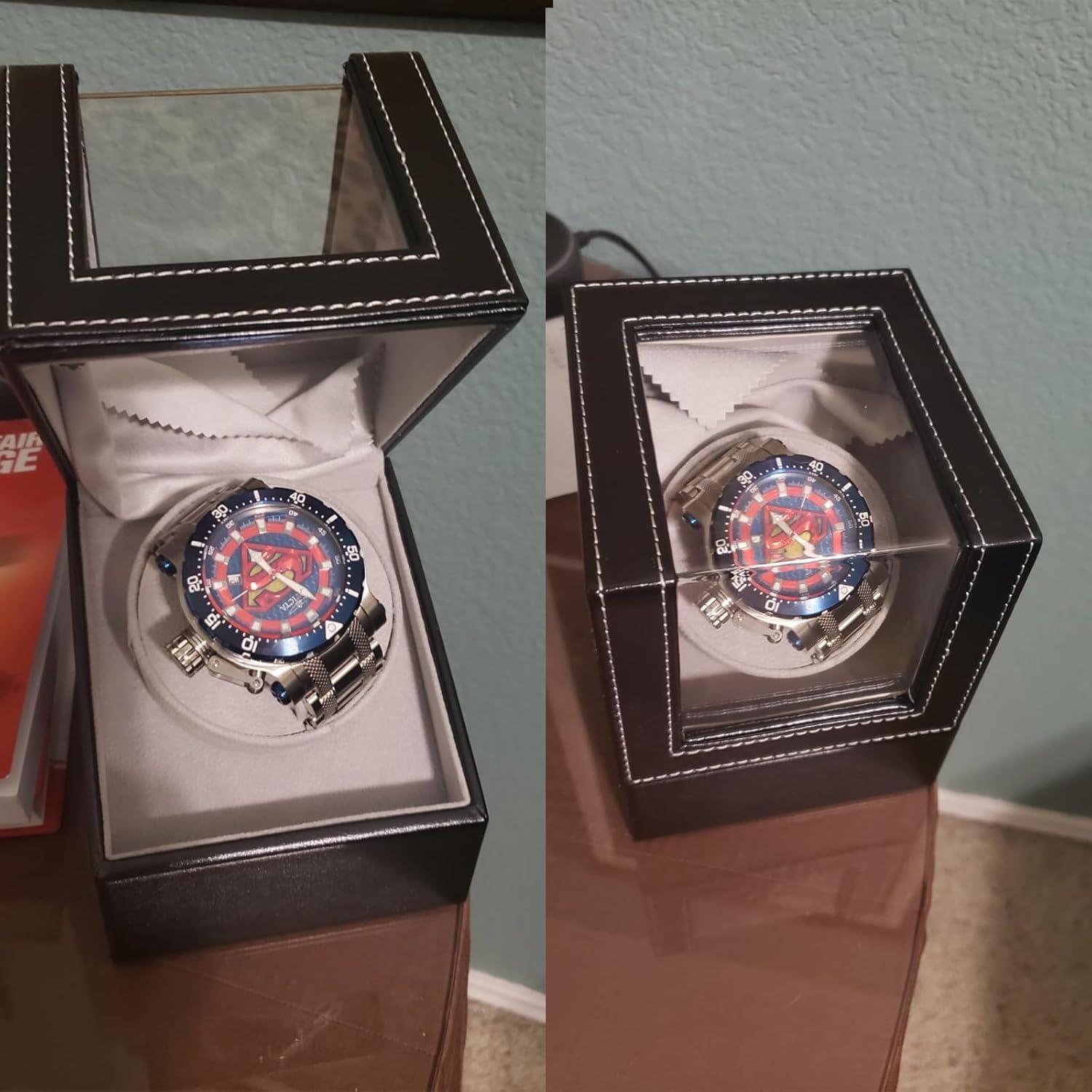 Enrollador de Reloj Individual Homend en Cuero Negro, Motor Silencioso