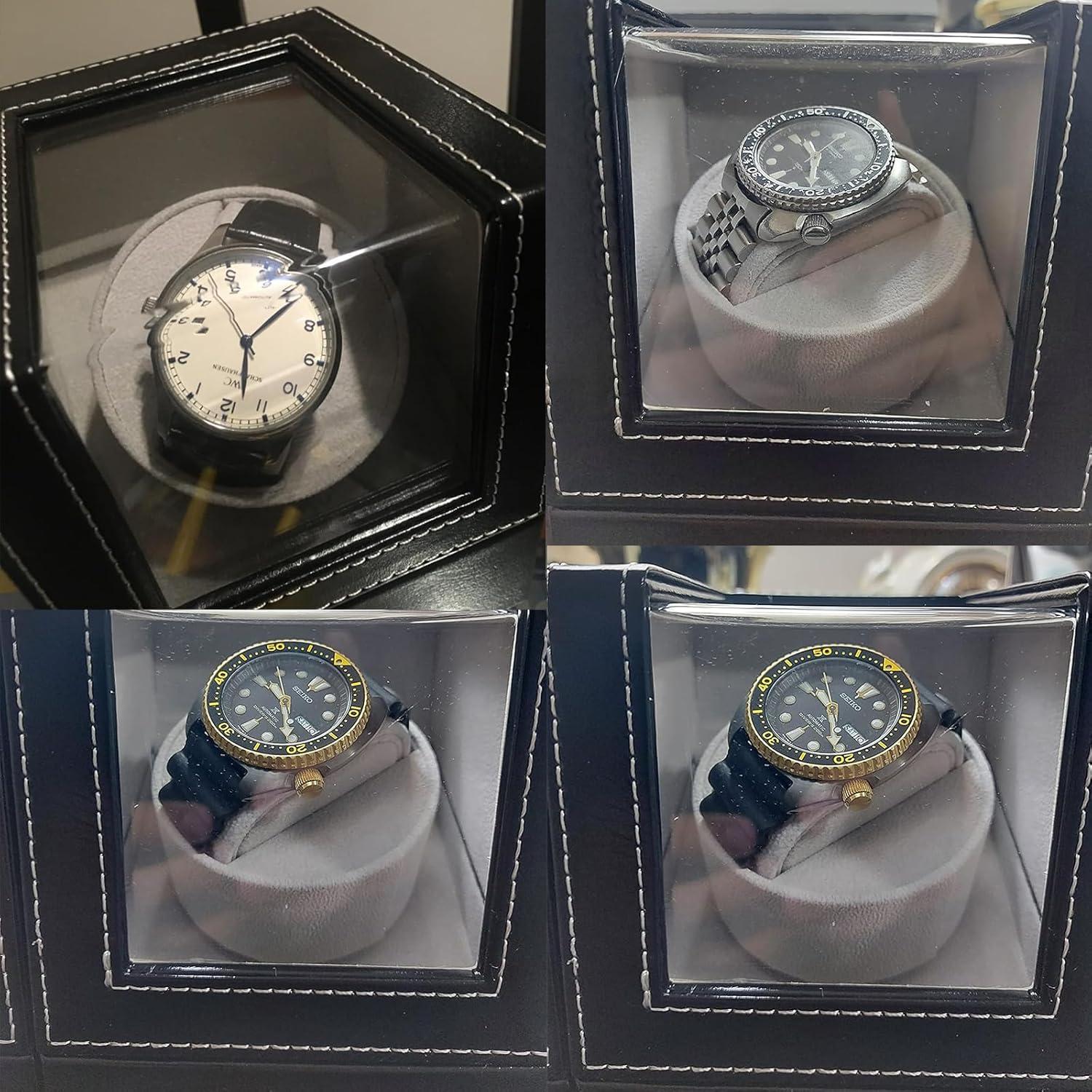 Enrollador de Reloj Individual Homend en Cuero Negro, Motor Silencioso