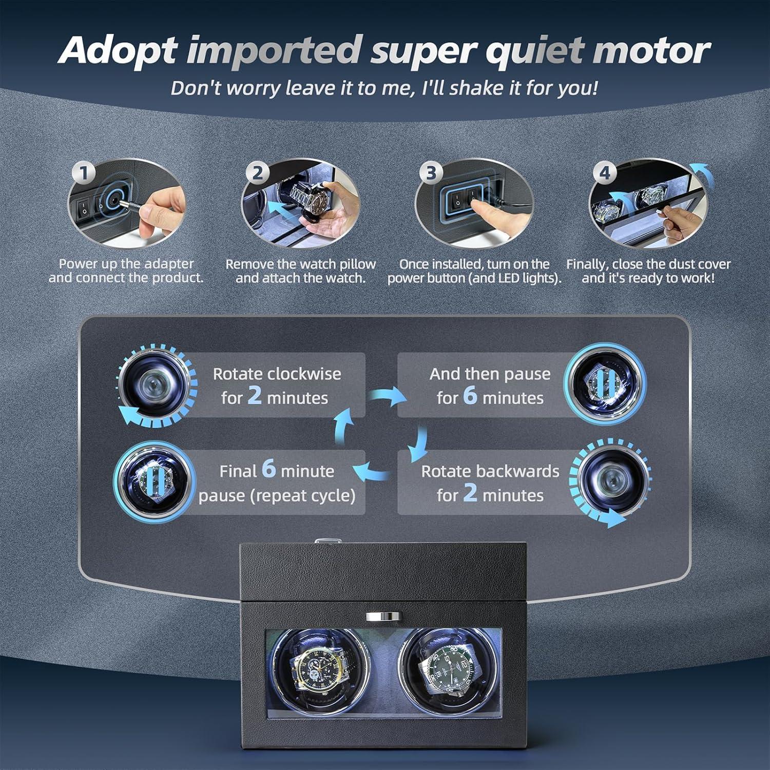 Winder de Reloj Doble Veloria con Organizador de Joyería Negro