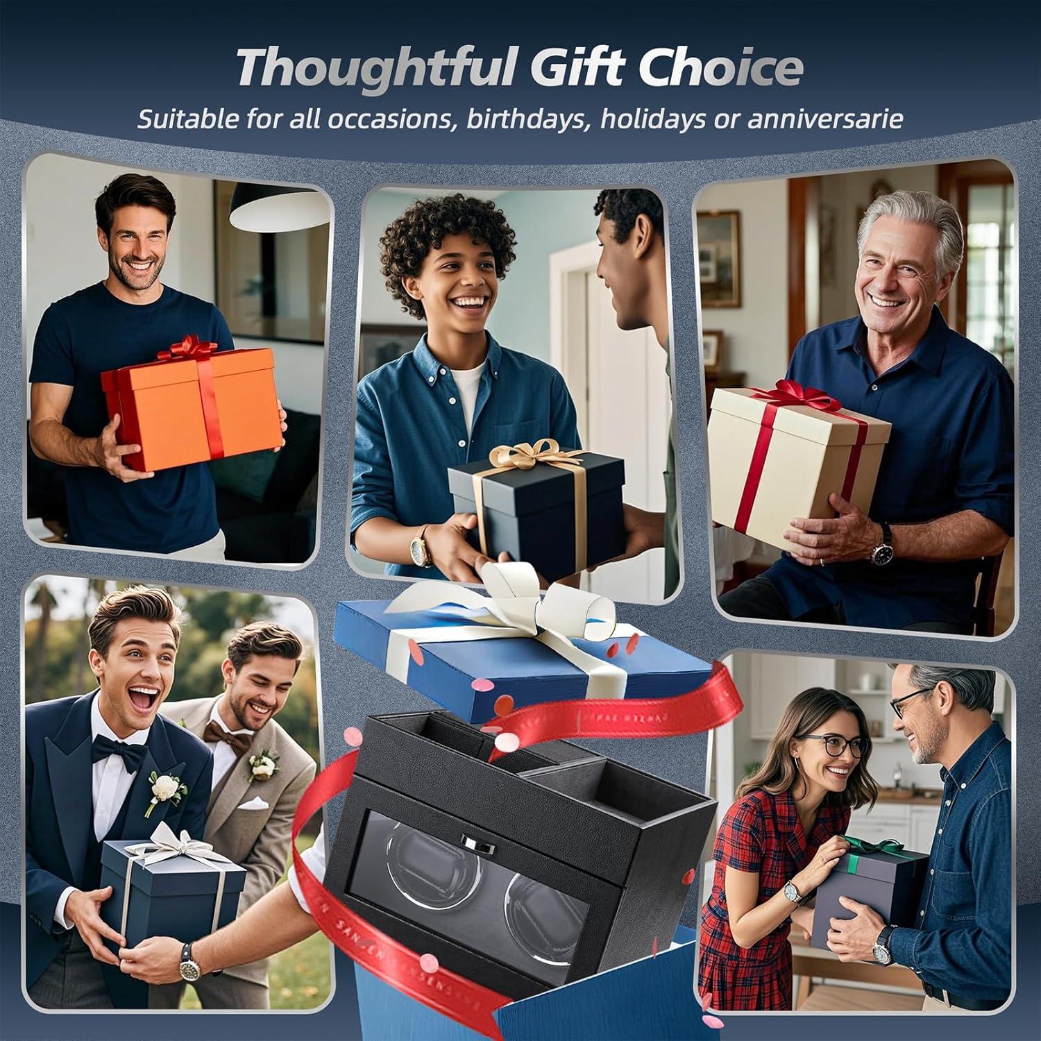 Winder de Reloj Doble Veloria con Organizador de Joyería Negro