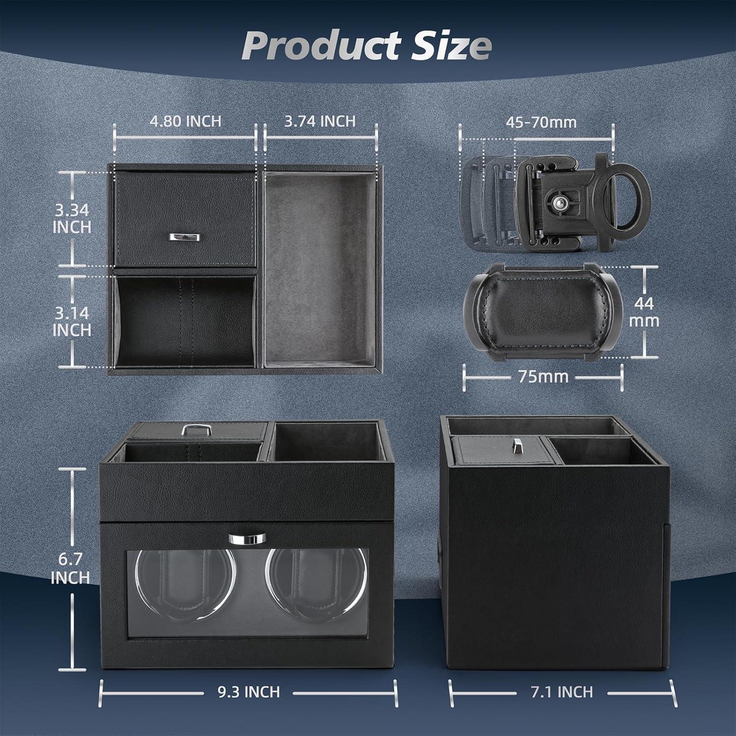 Winder de Reloj Doble Veloria con Organizador de Joyería Negro