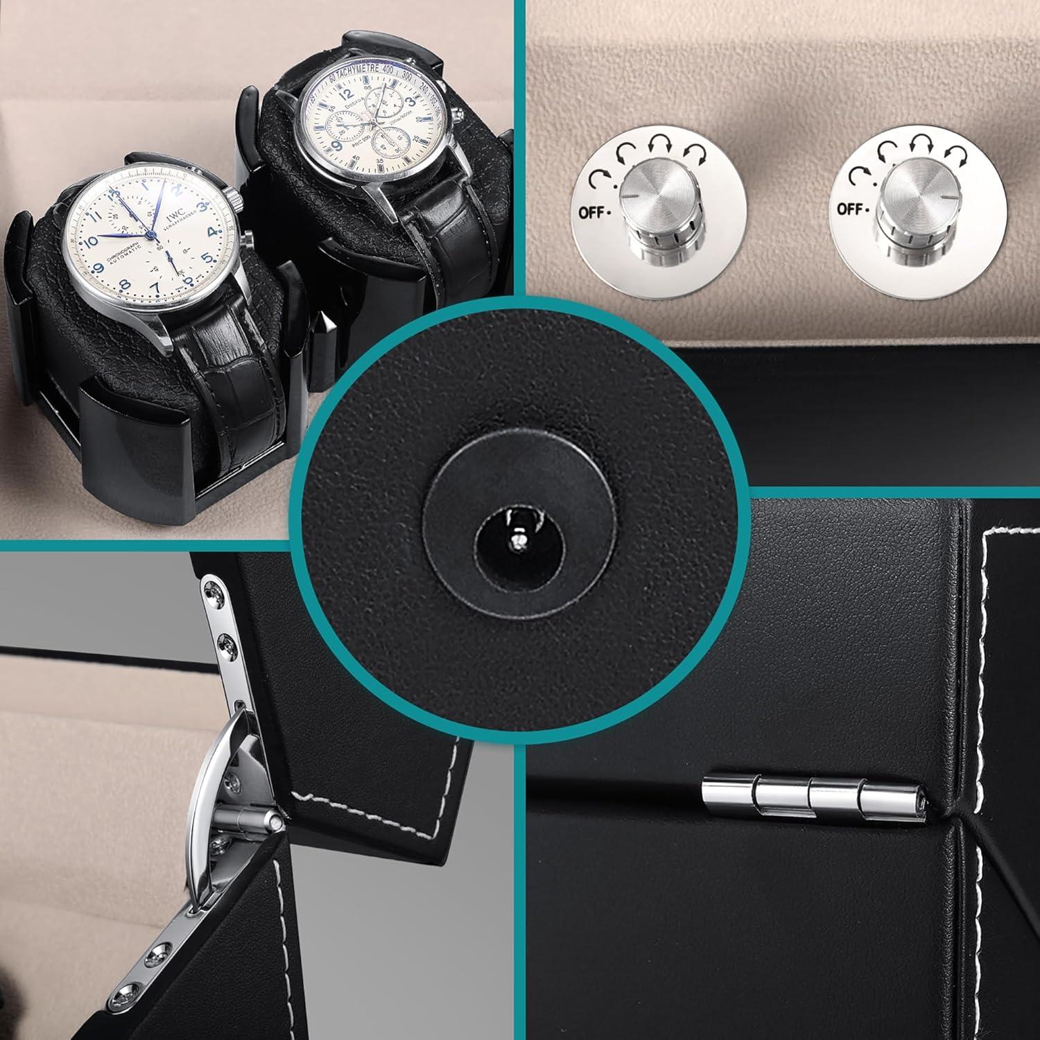 Enrollador de Relojes Automáticos 4 Relojes Negro PU