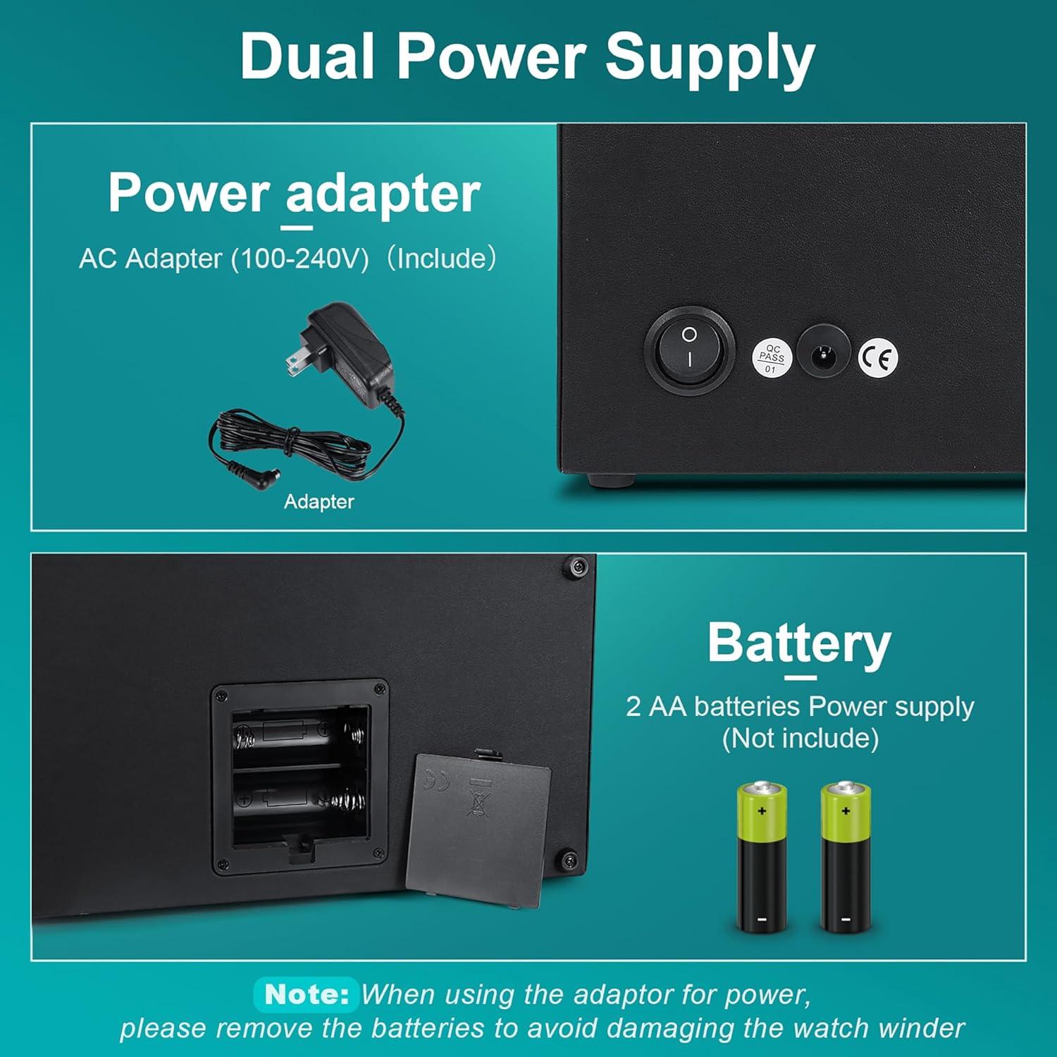 Enrollador de Relojes Automáticos 4 Relojes Negro PU