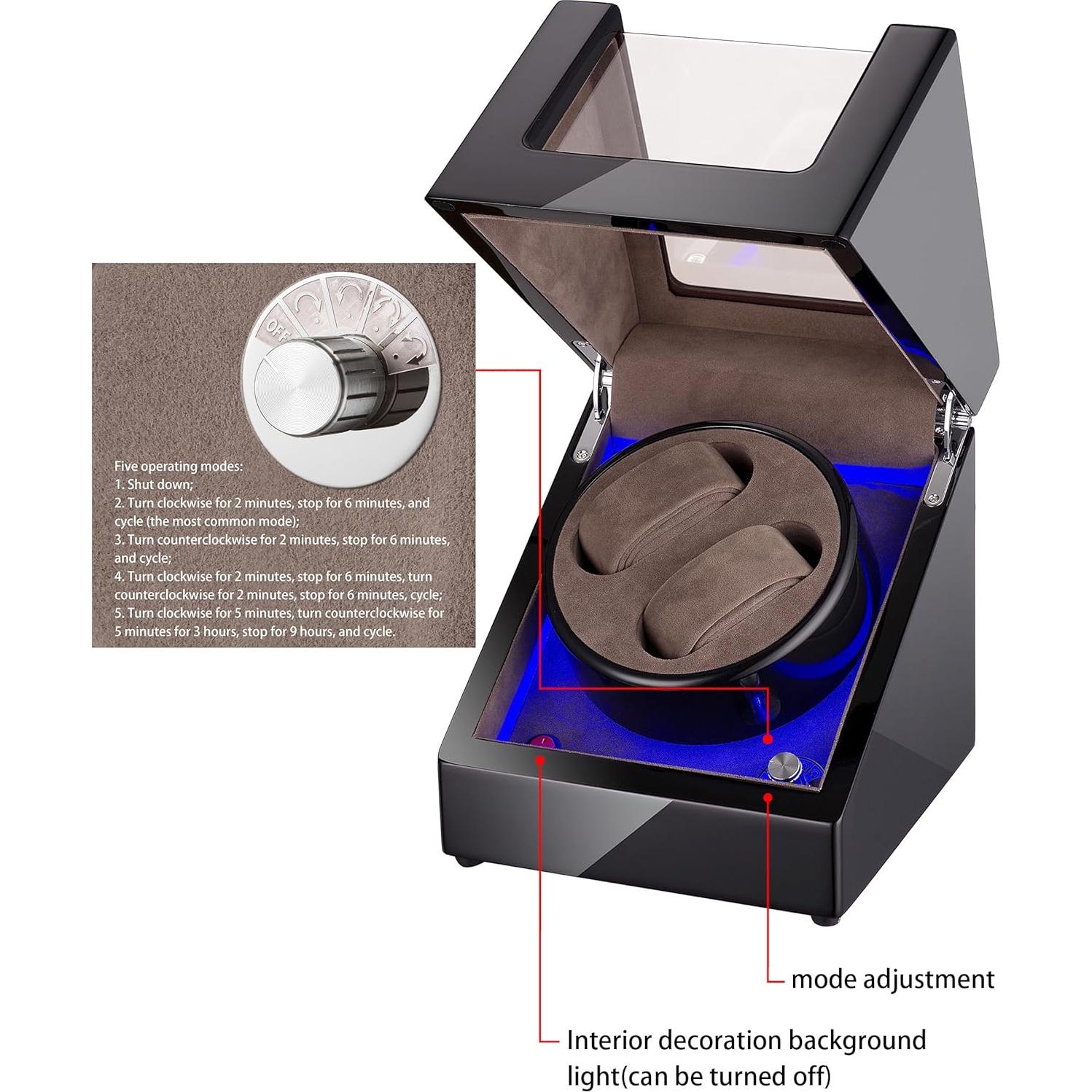 Enrollador de Reloj Doble Lenway con Motor Silencioso LED