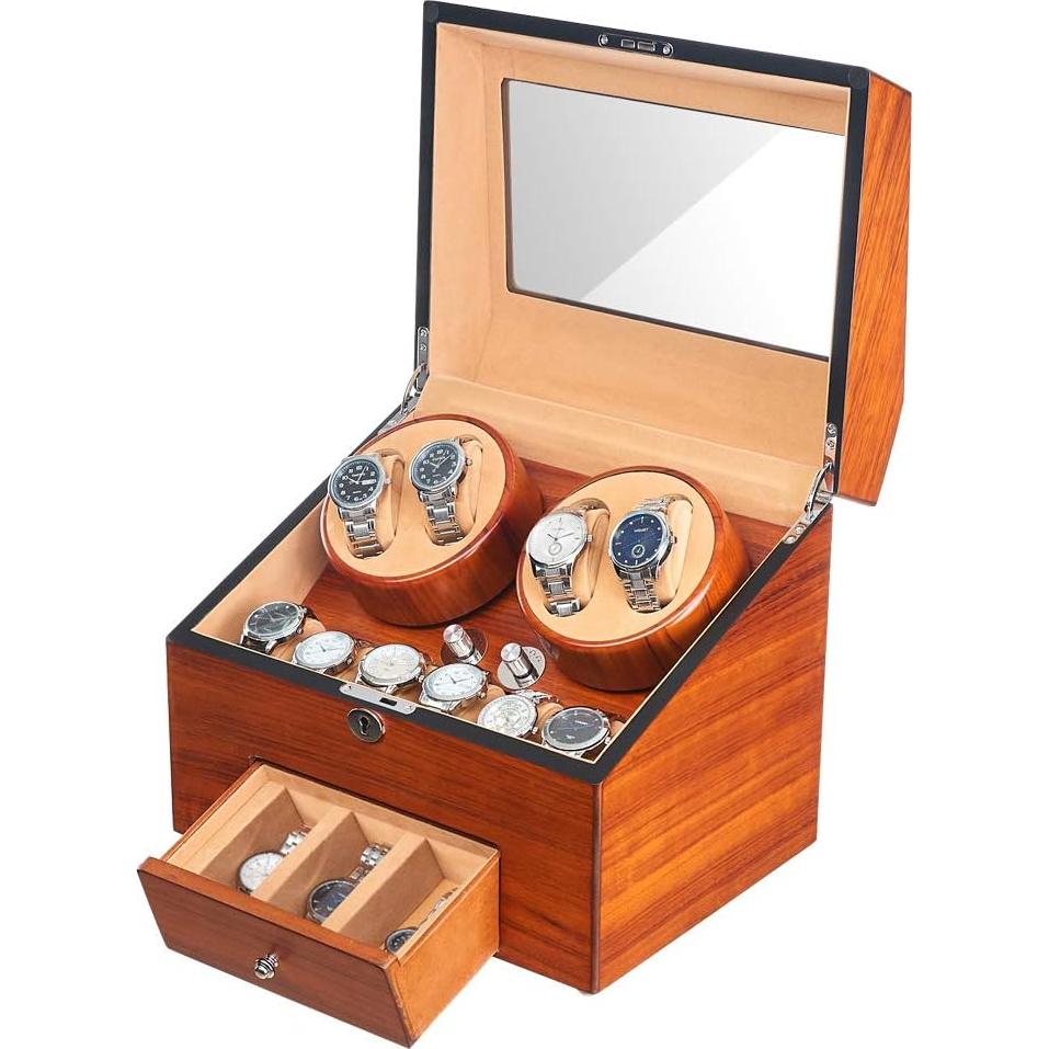 Enrollador de Relojes Automáticos JQUEEN de Madera 4+9 Almacenamientos