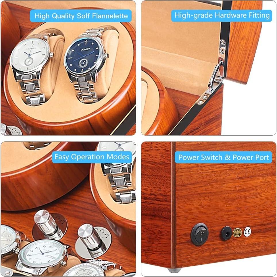 Enrollador de Relojes Automáticos JQUEEN de Madera 4+9 Almacenamientos