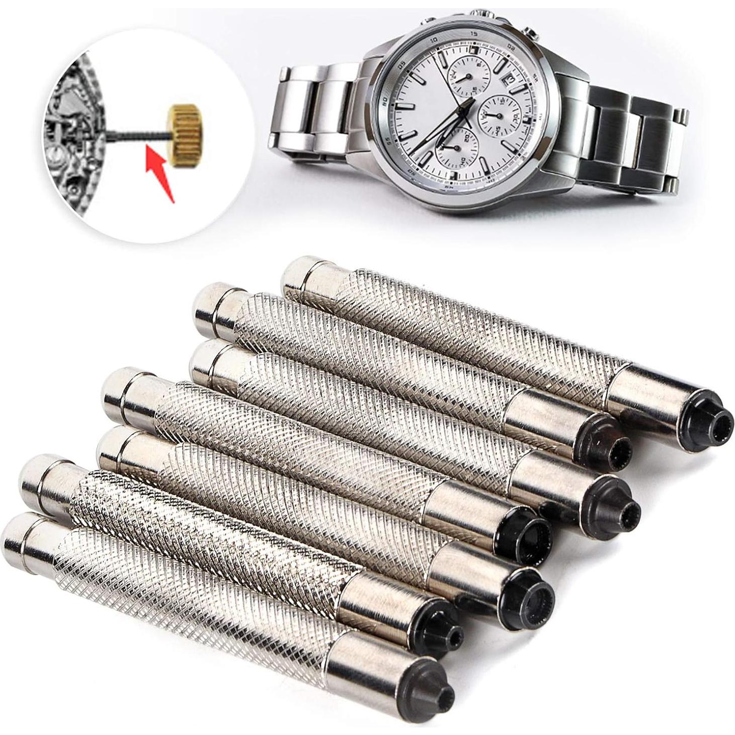 Juego de Llaves de Corona de Reloj FUZHUI 7 Piezas Acero Inoxidable