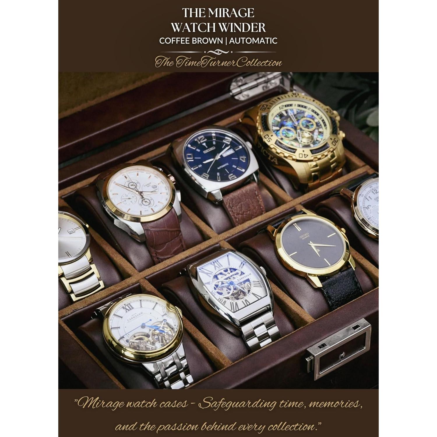 Enrollador de Relojes Automáticos Mirage Ébano Negro 8 Ranuras