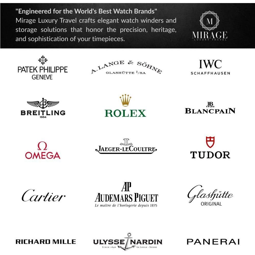 Enrollador de Relojes Automáticos Mirage Ébano Negro 8 Ranuras