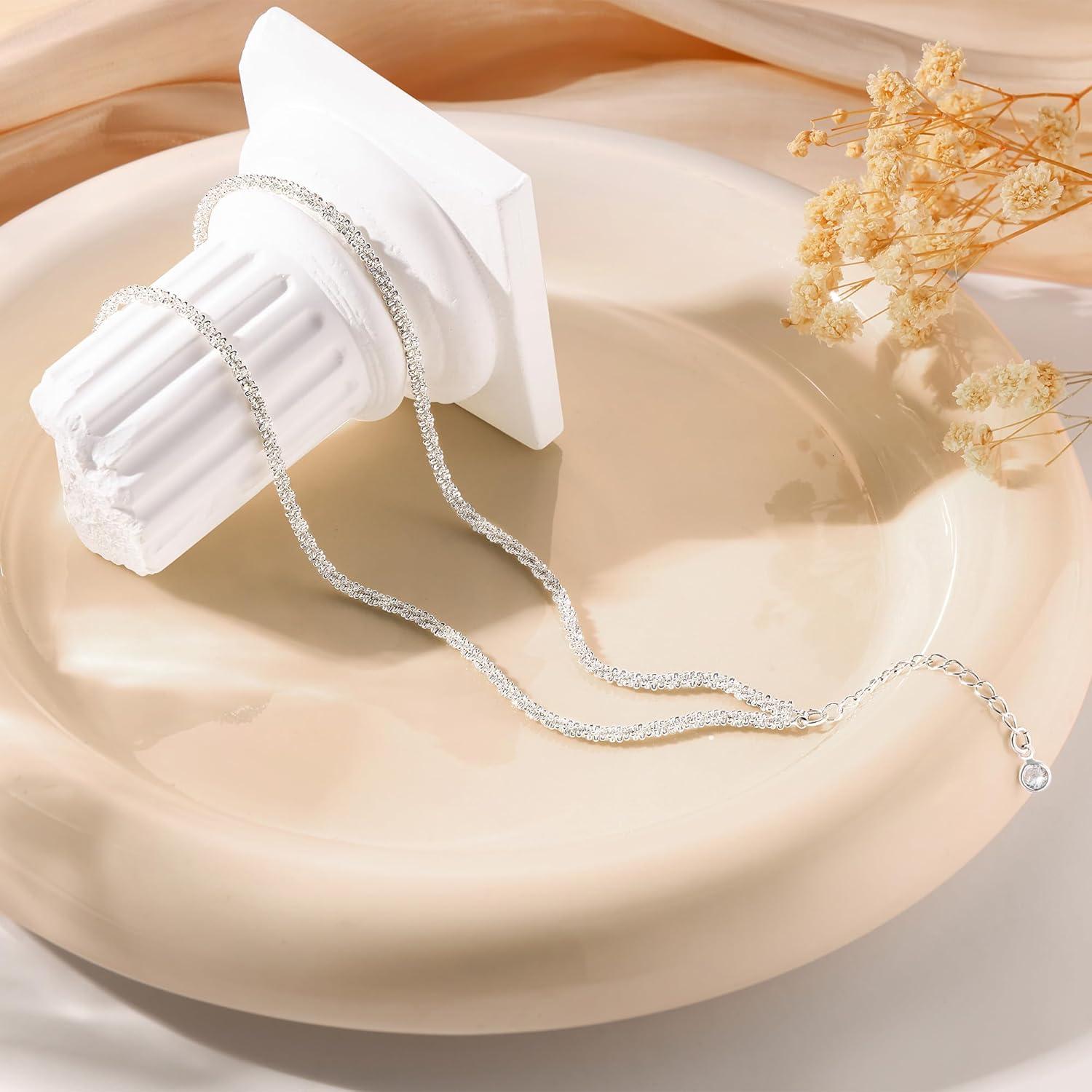 Pulsera de Tobillo de Plata Tewiky Ajustable Impermeable