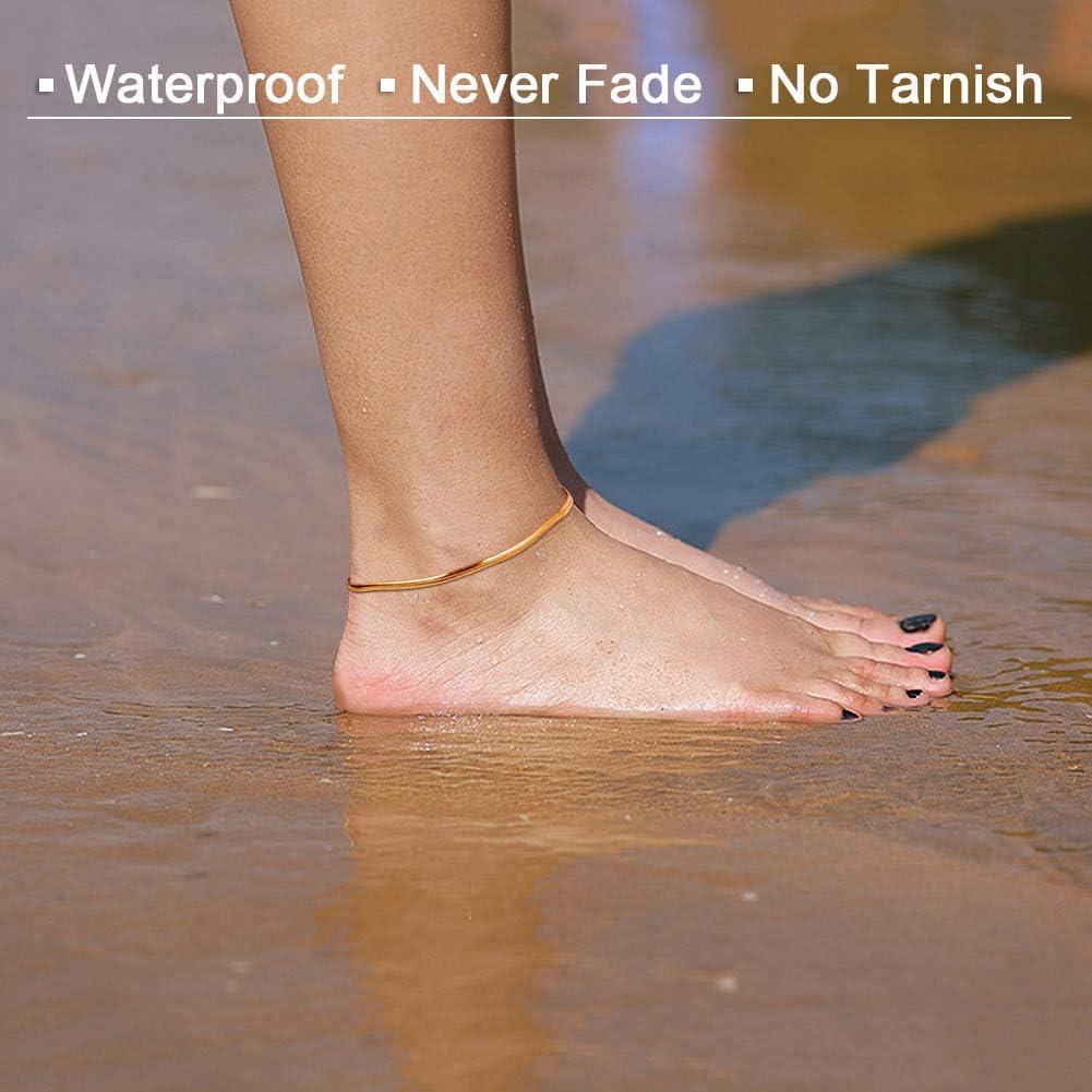 Tobillera de Oro 18K para Mujeres - Cadena de Serpiente Ajustable