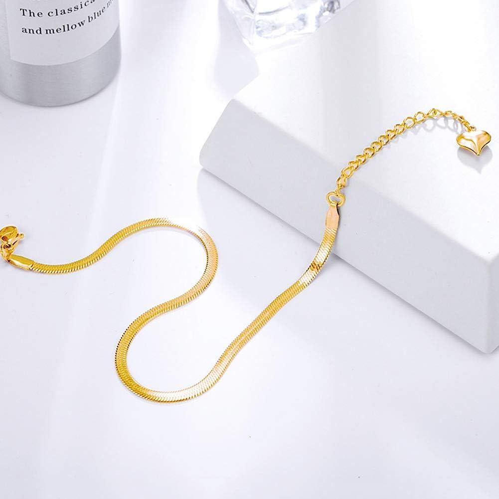 Tobillera de Oro 18K para Mujeres - Cadena de Serpiente Ajustable