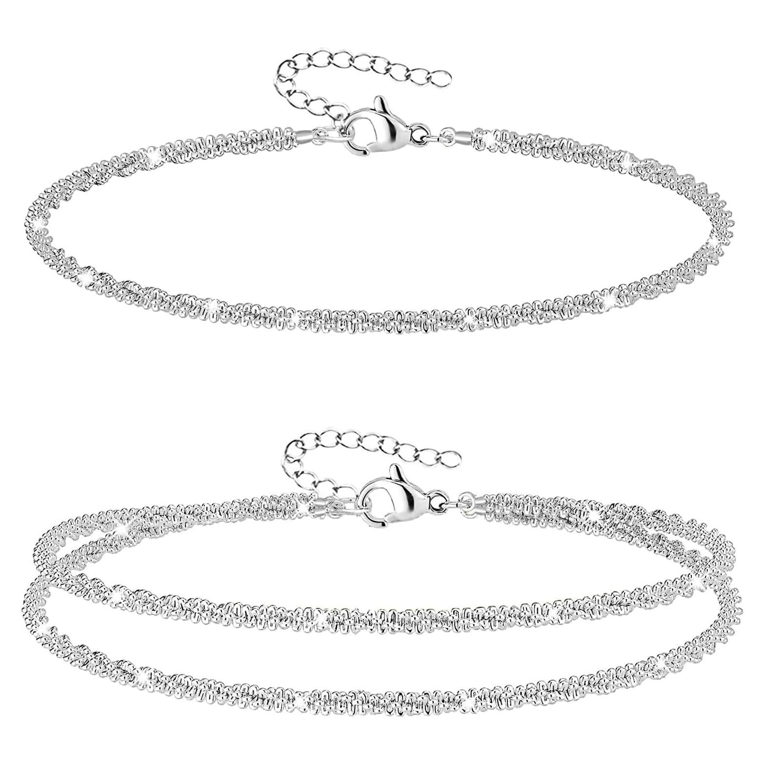 Conjunto de Pulseras de Tobillo Nanafast 2 Piezas Plateadas