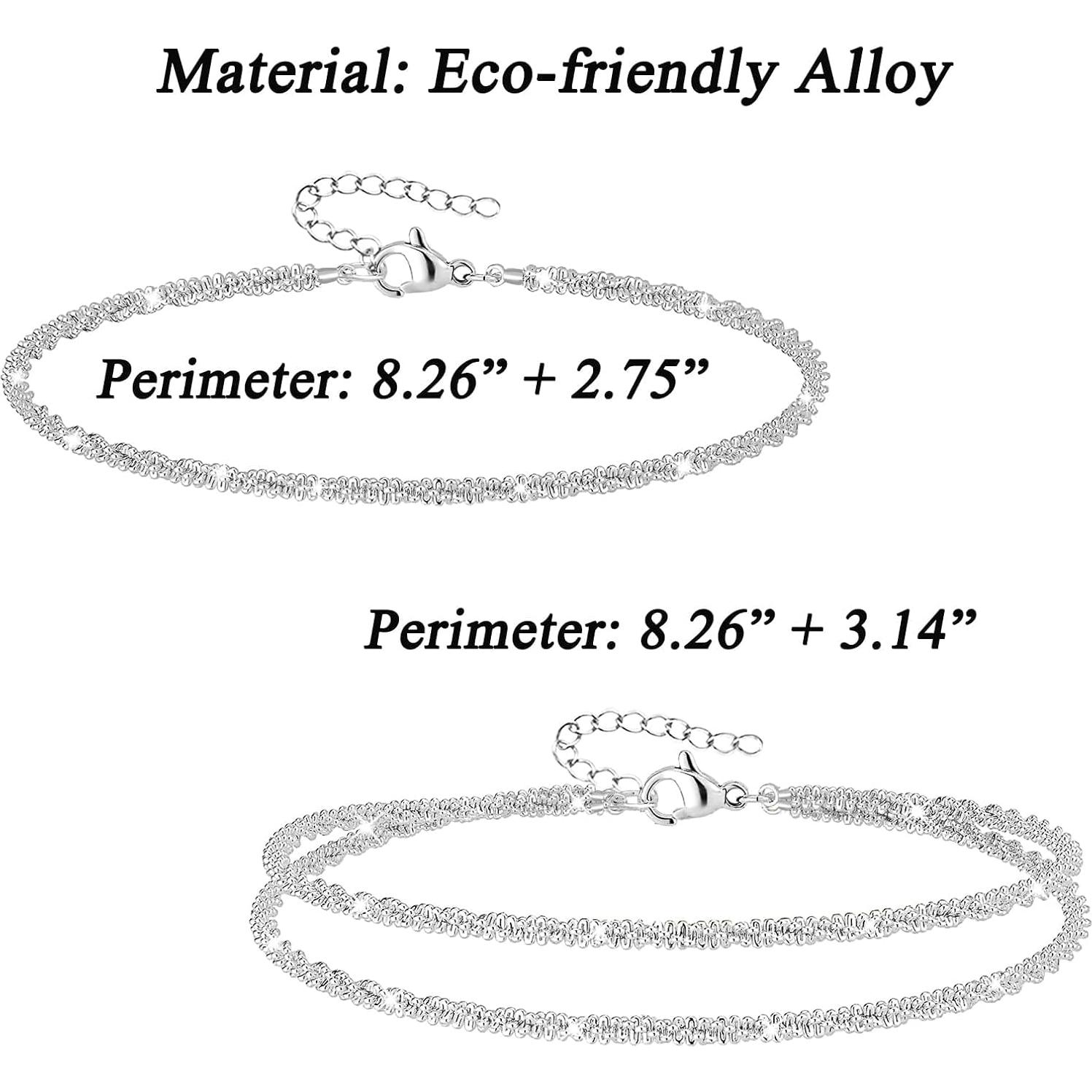 Conjunto de Pulseras de Tobillo Nanafast 2 Piezas Plateadas