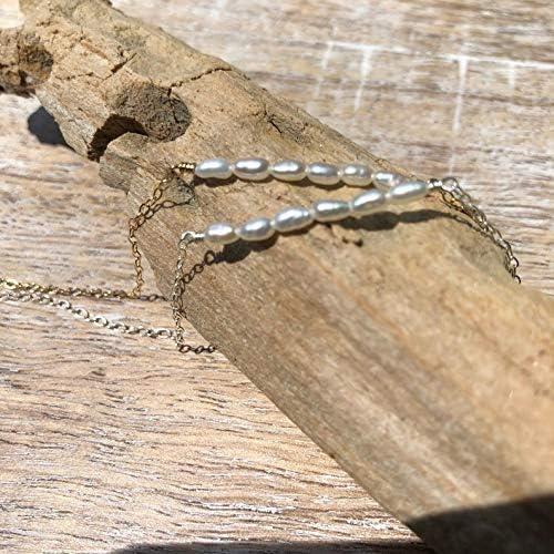 Tobillera Dorada Boho MEVECCO con Perla Ajustable 21.1cm