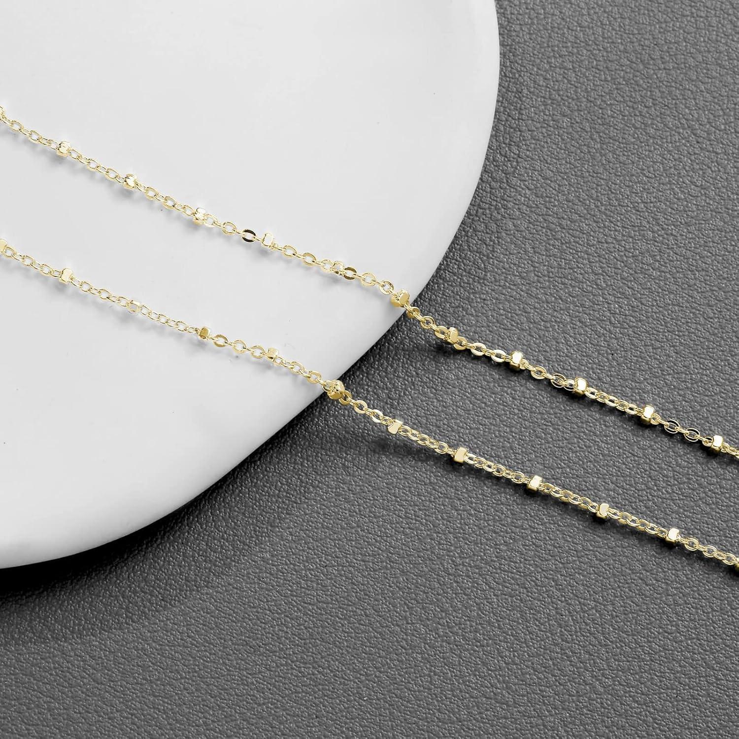 Tobillera de Plata y Oro 14K para Mujeres - Ajustable 21 cm