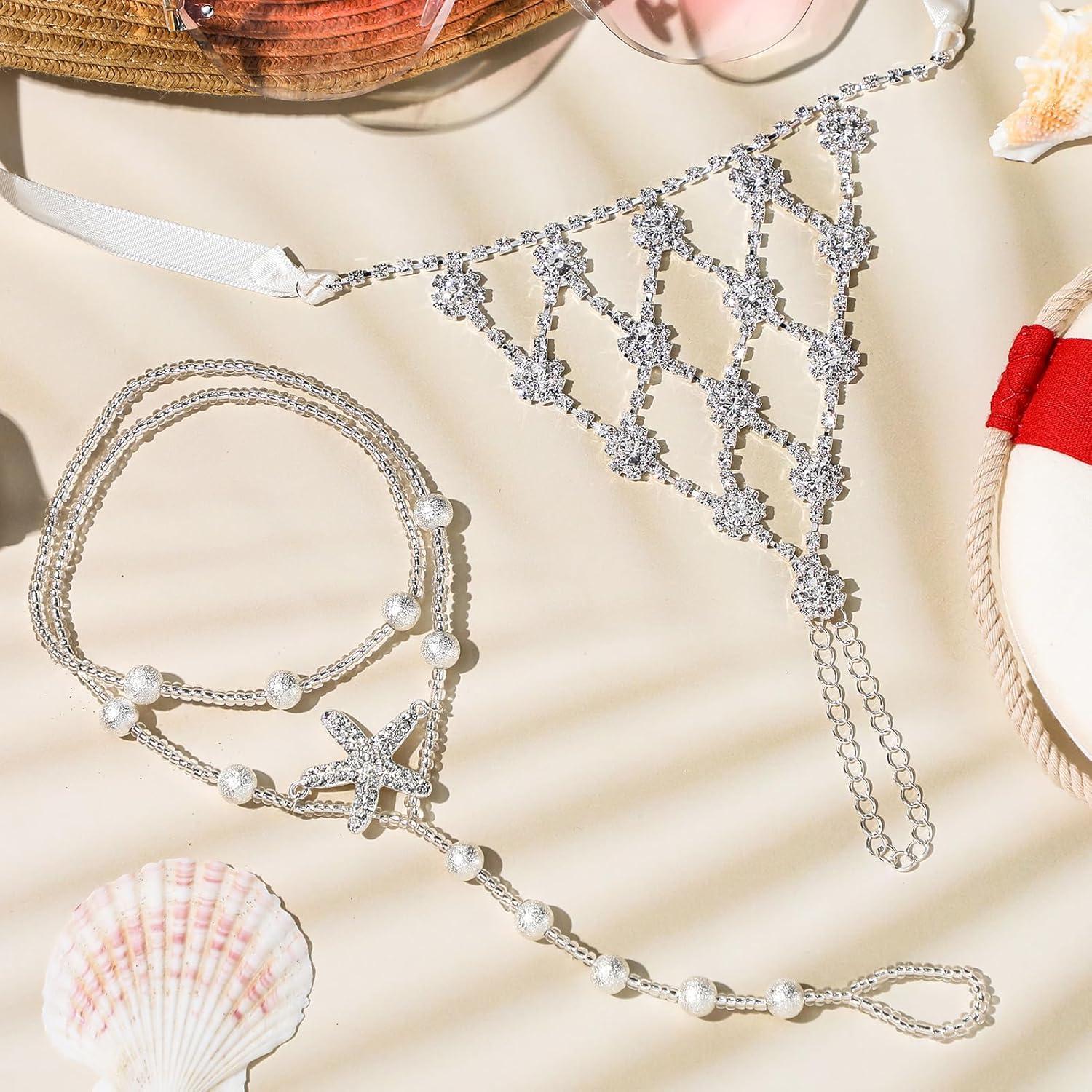 Sandalias Descalzas de Playa Cosweet con Cadena de Estrella de Mar