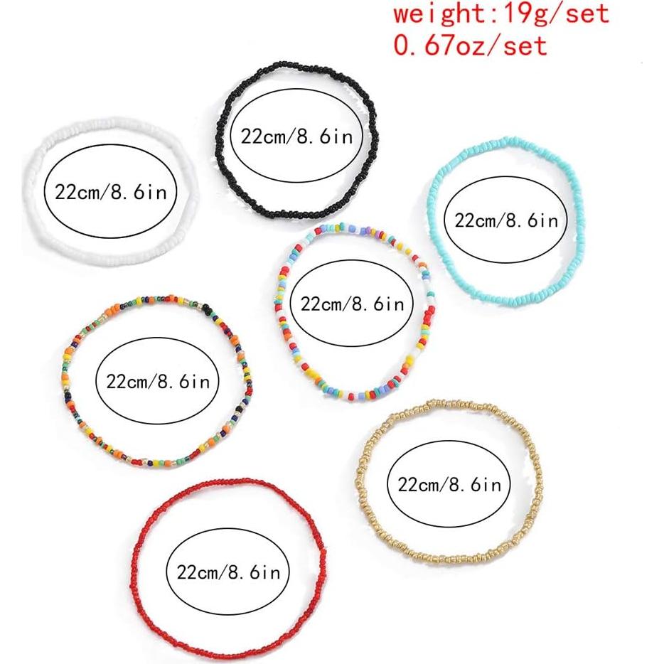 Pulsera de Tobillo Boho Kelistom 7 Piezas Hechas a Mano