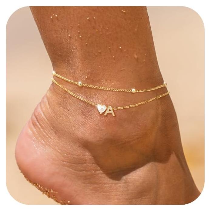 Tobilleras de Iniciales Doradas NECOCY 14k 21.6 cm Joyería