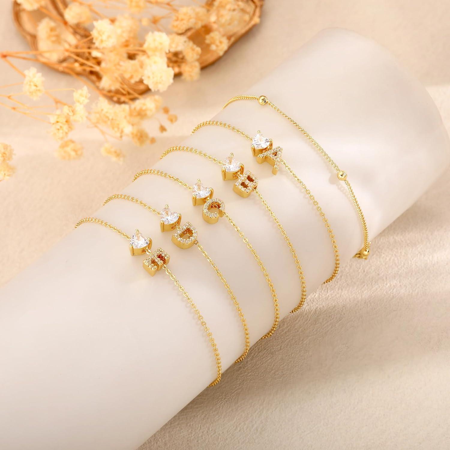 Tobilleras de Iniciales Doradas NECOCY 14k 21.6 cm Joyería
