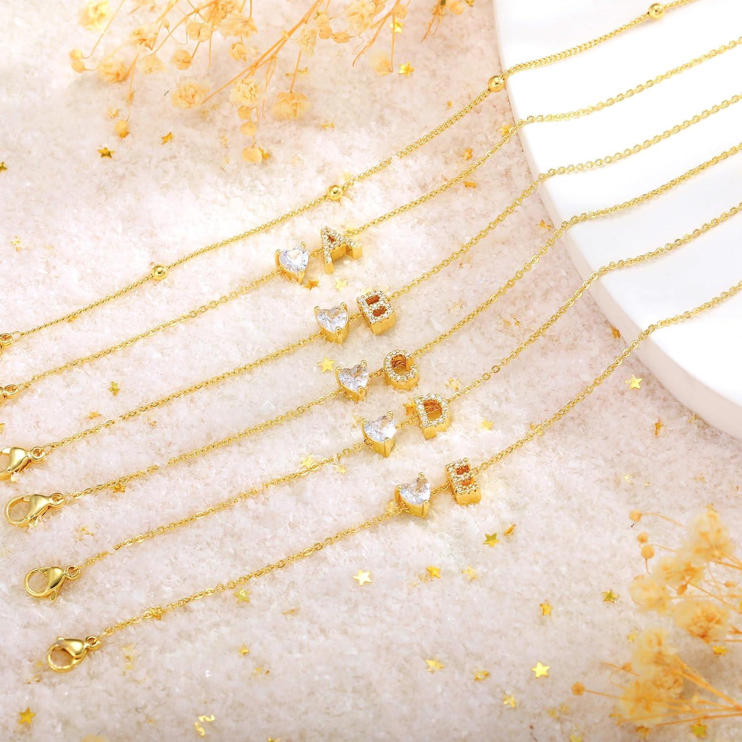 Tobilleras de Iniciales Doradas NECOCY 14k 21.6 cm Joyería