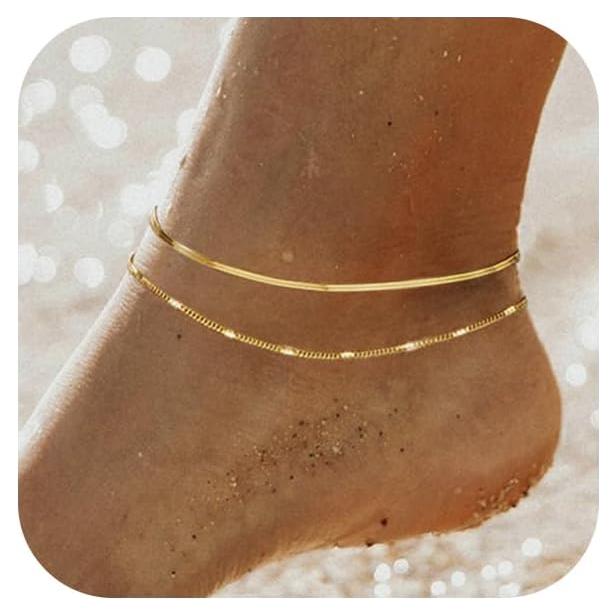 Pulsera de Tobillo NIXMAX Oro 14K Hipoalergénica Ajustable