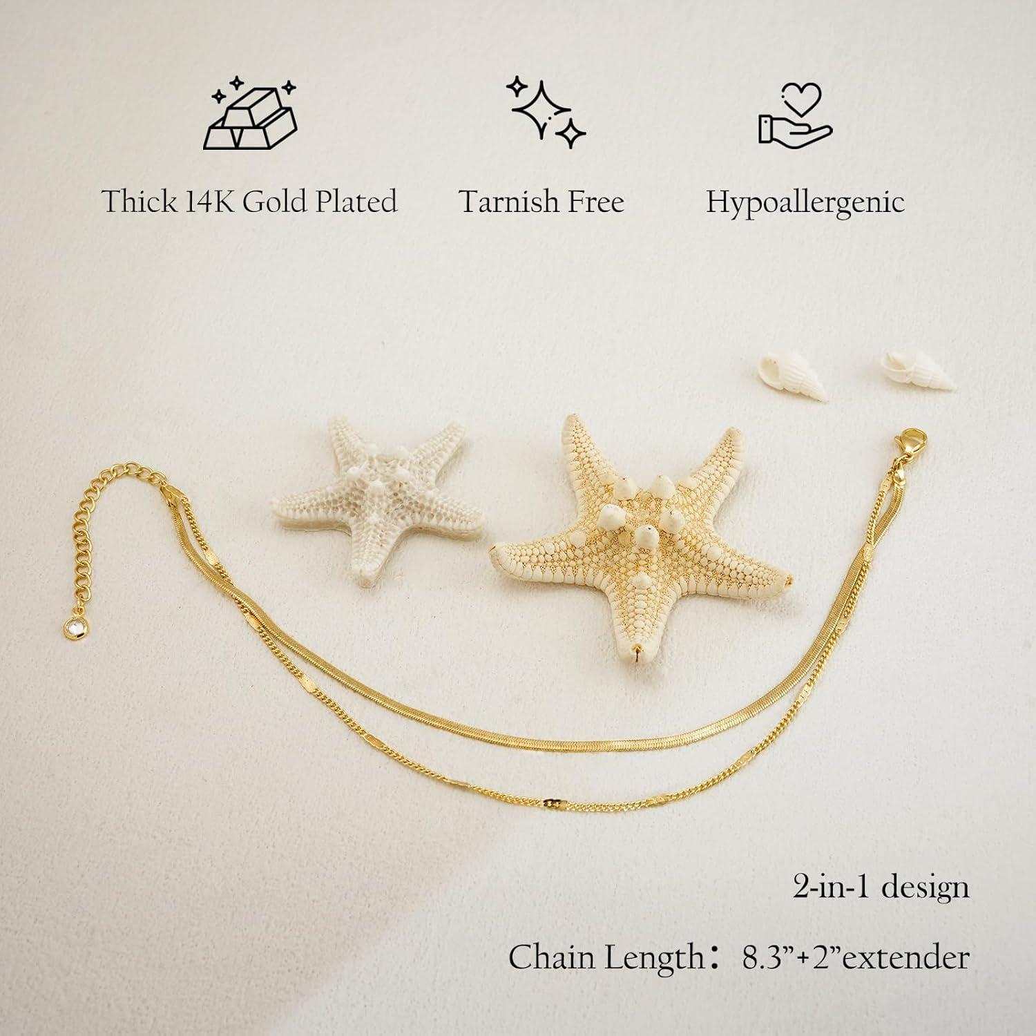 Pulsera de Tobillo NIXMAX Oro 14K Hipoalergénica Ajustable