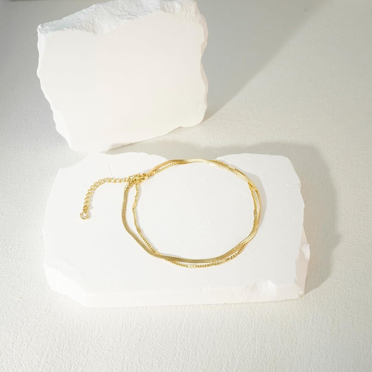 Pulsera de Tobillo NIXMAX Oro 14K Hipoalergénica Ajustable