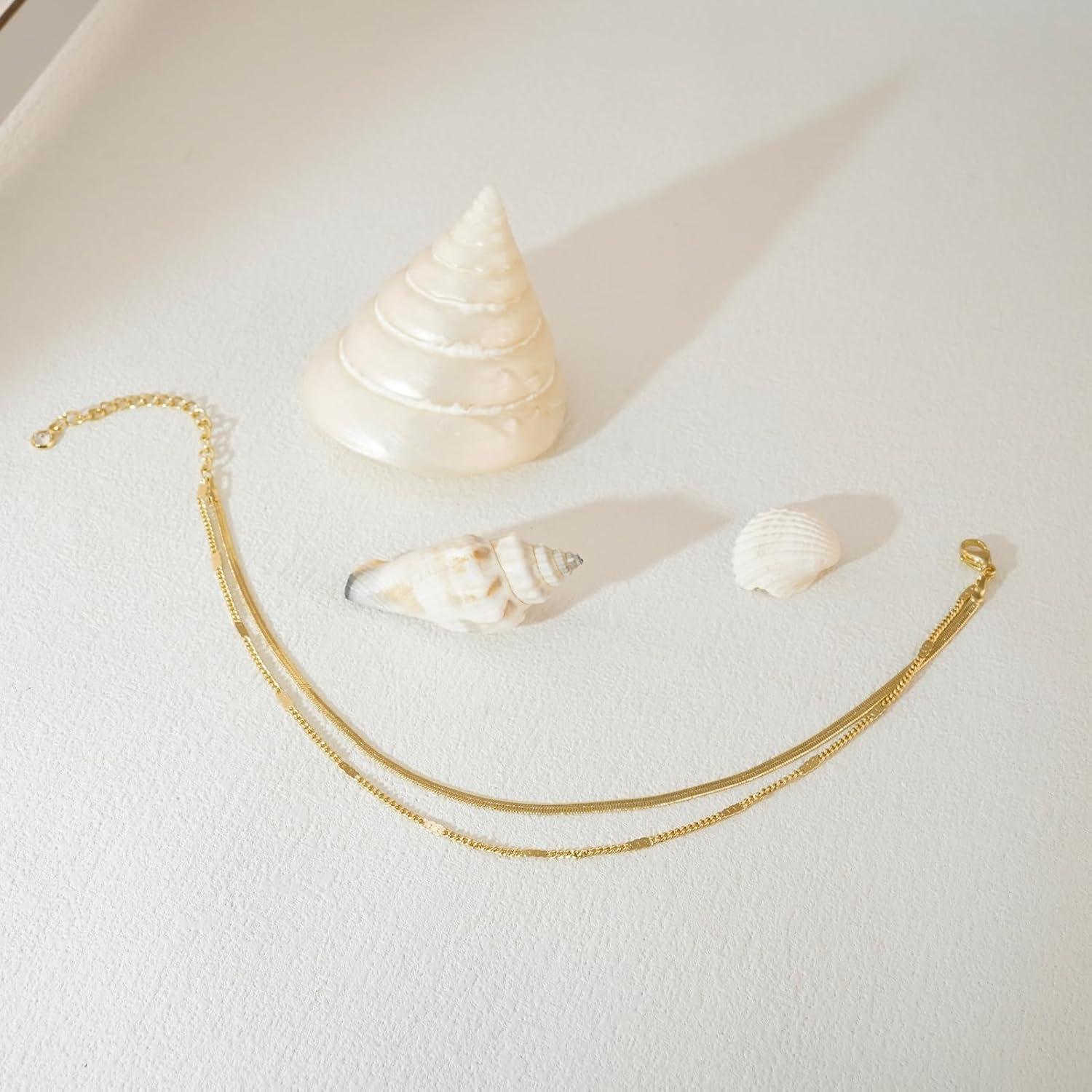 Pulsera de Tobillo NIXMAX Oro 14K Hipoalergénica Ajustable