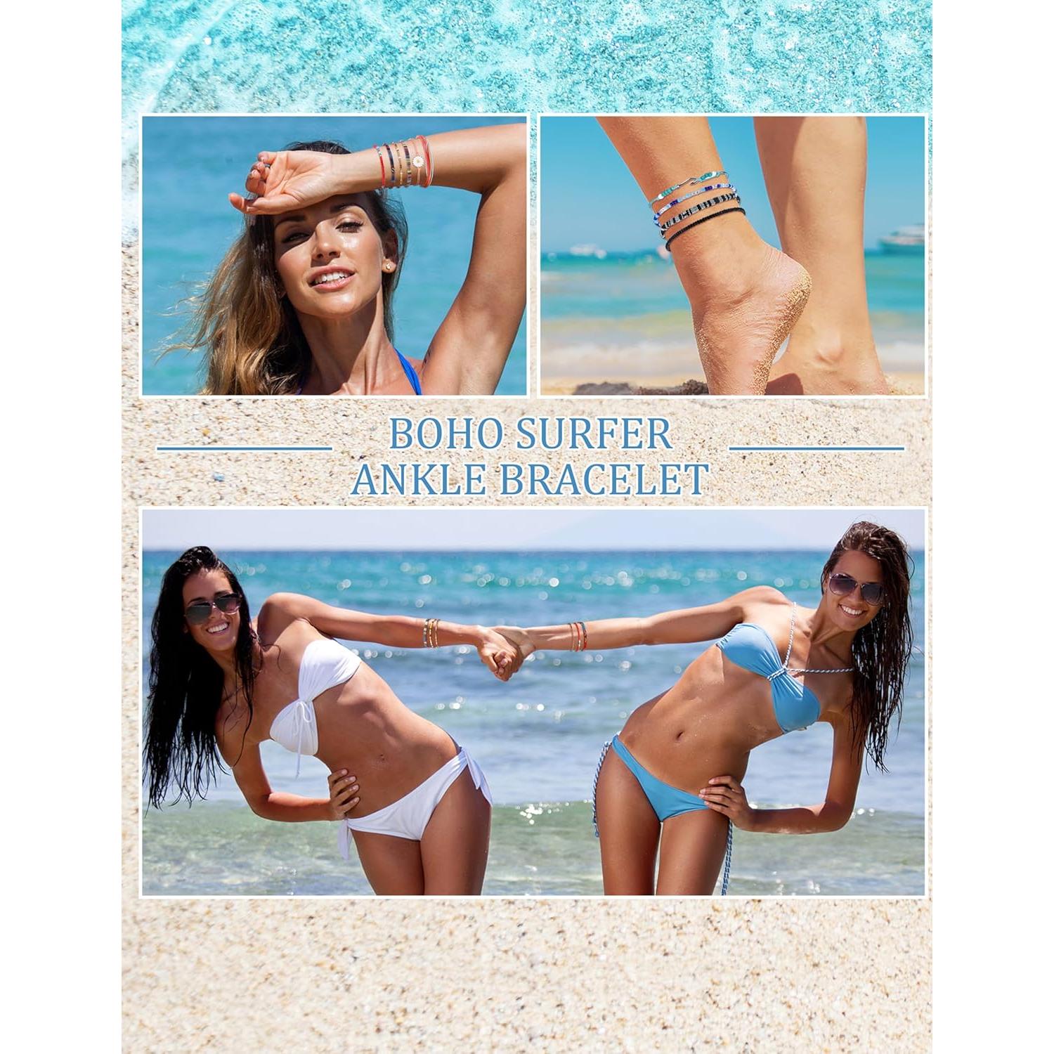 Pulseras de Cuerda Boho LOLIAS 24 Piezas Ajustables Impermeables