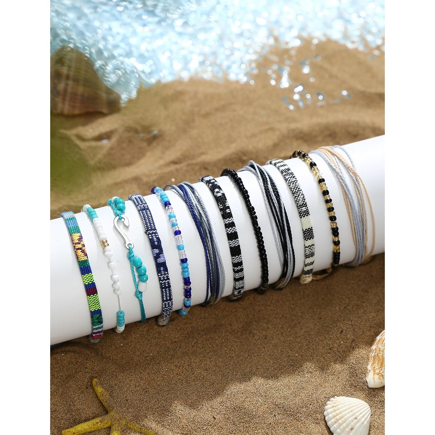 Pulseras de Cuerda Boho LOLIAS 24 Piezas Ajustables Impermeables
