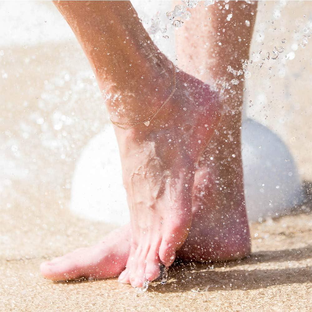 Pulsera de Tobillo Ursteel Oro 14K con Inicial Ajustable 21.6cm