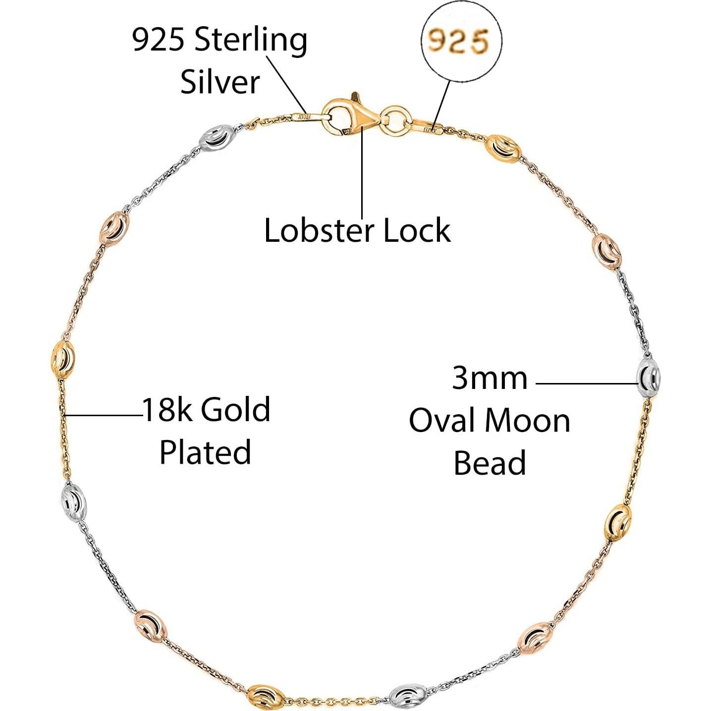 Cadena de Tobillo Savlano de Plata Esterlina 925 y Oro 18K