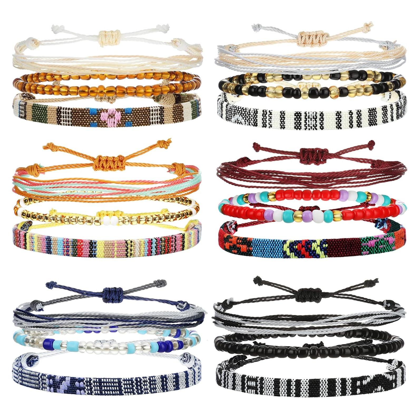 Yinkin Pulseras de Tobillo Bohemias Ajustables 18 Pcs Hechas a Mano