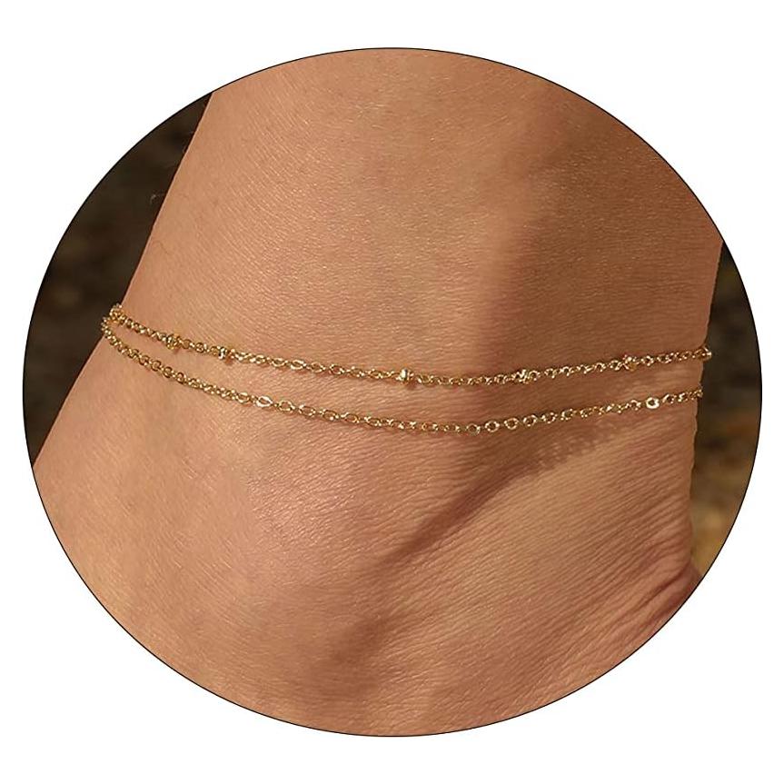 Pulsera de Tobillo ASCOMY Oro 14K 21.1 cm Ajustable