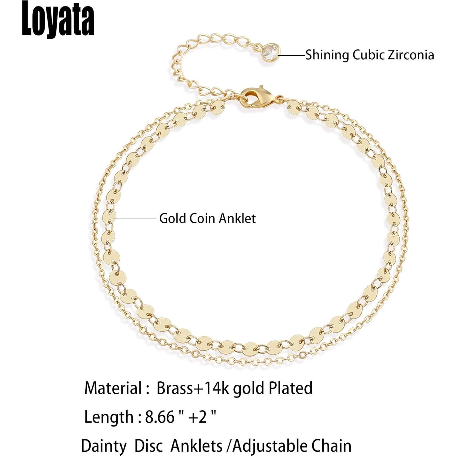 Pulsera de Tobillo Dainty LOYATA 21 cm + 5 cm Extensora Oro 14K