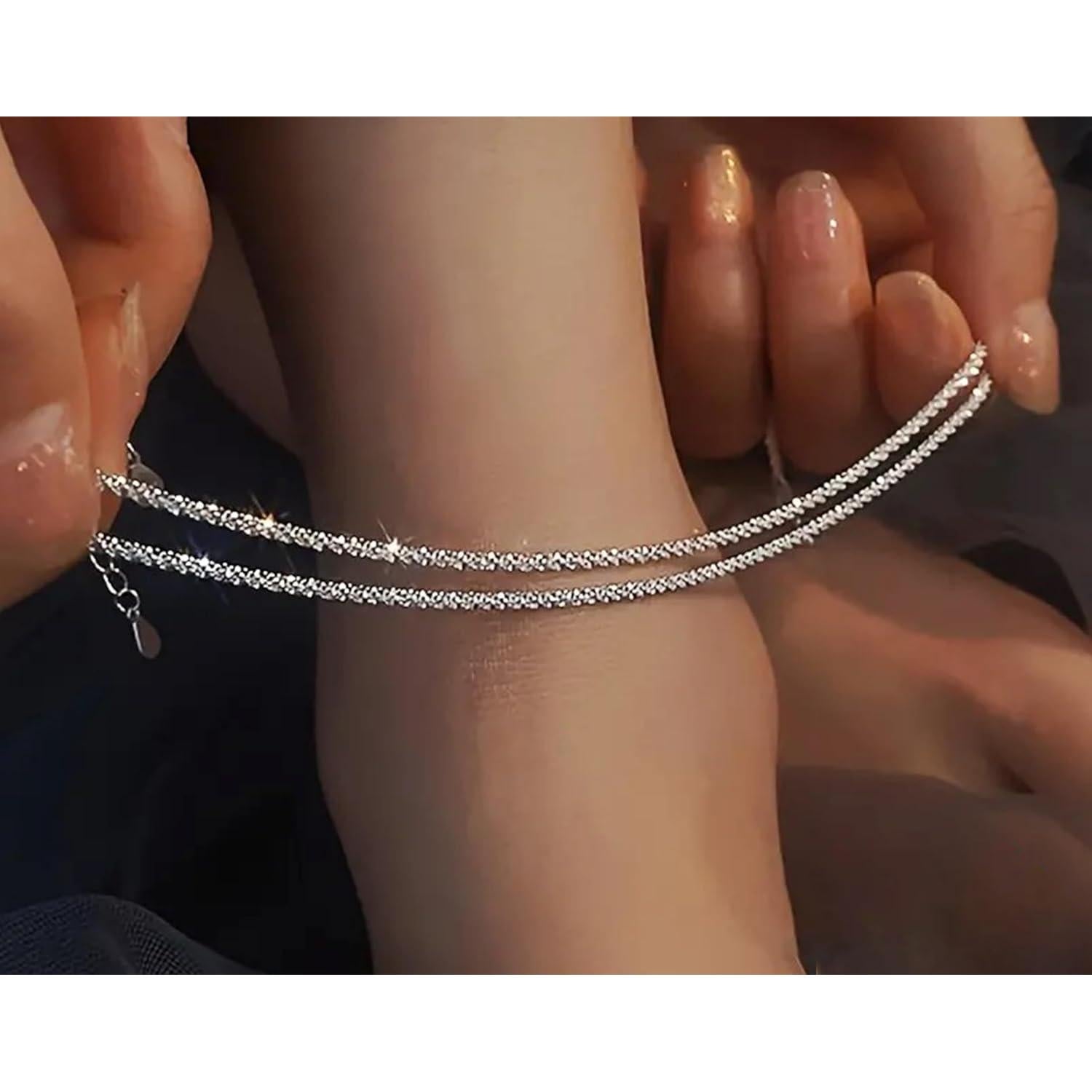 Set de Pulseras de Tobillo de Plata Esterlina Funsanny 21.6 cm