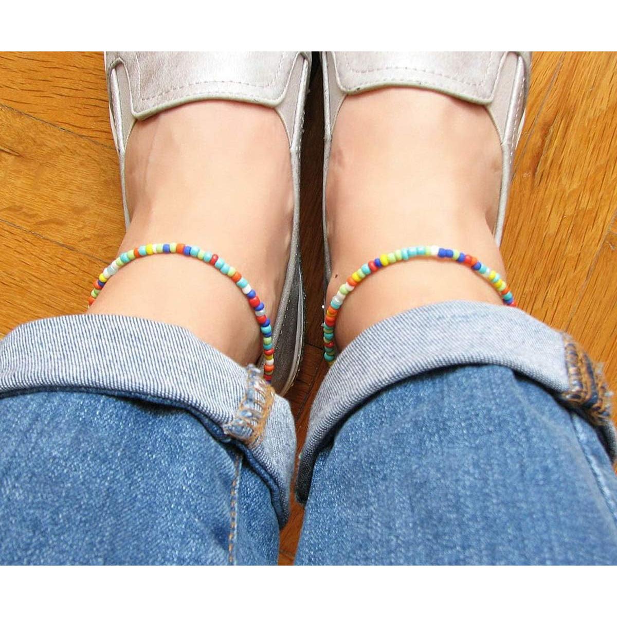 Pulsera de Tobillo de Cuentas Coloridas Starain para Mujeres 20 cm