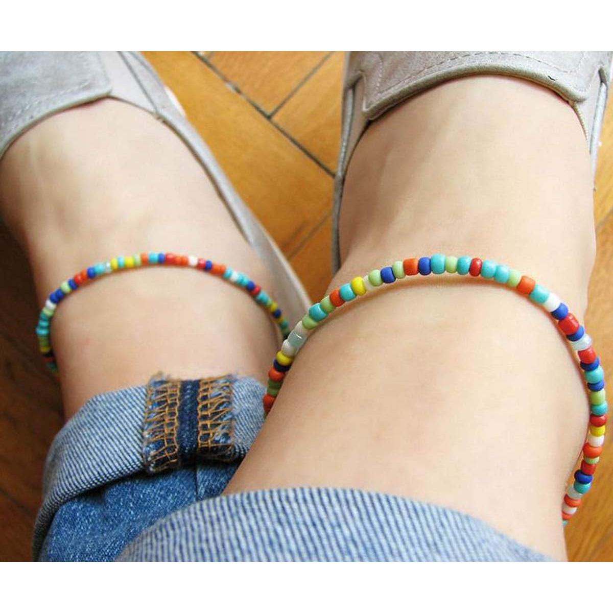 Pulsera de Tobillo de Cuentas Coloridas Starain para Mujeres 20 cm