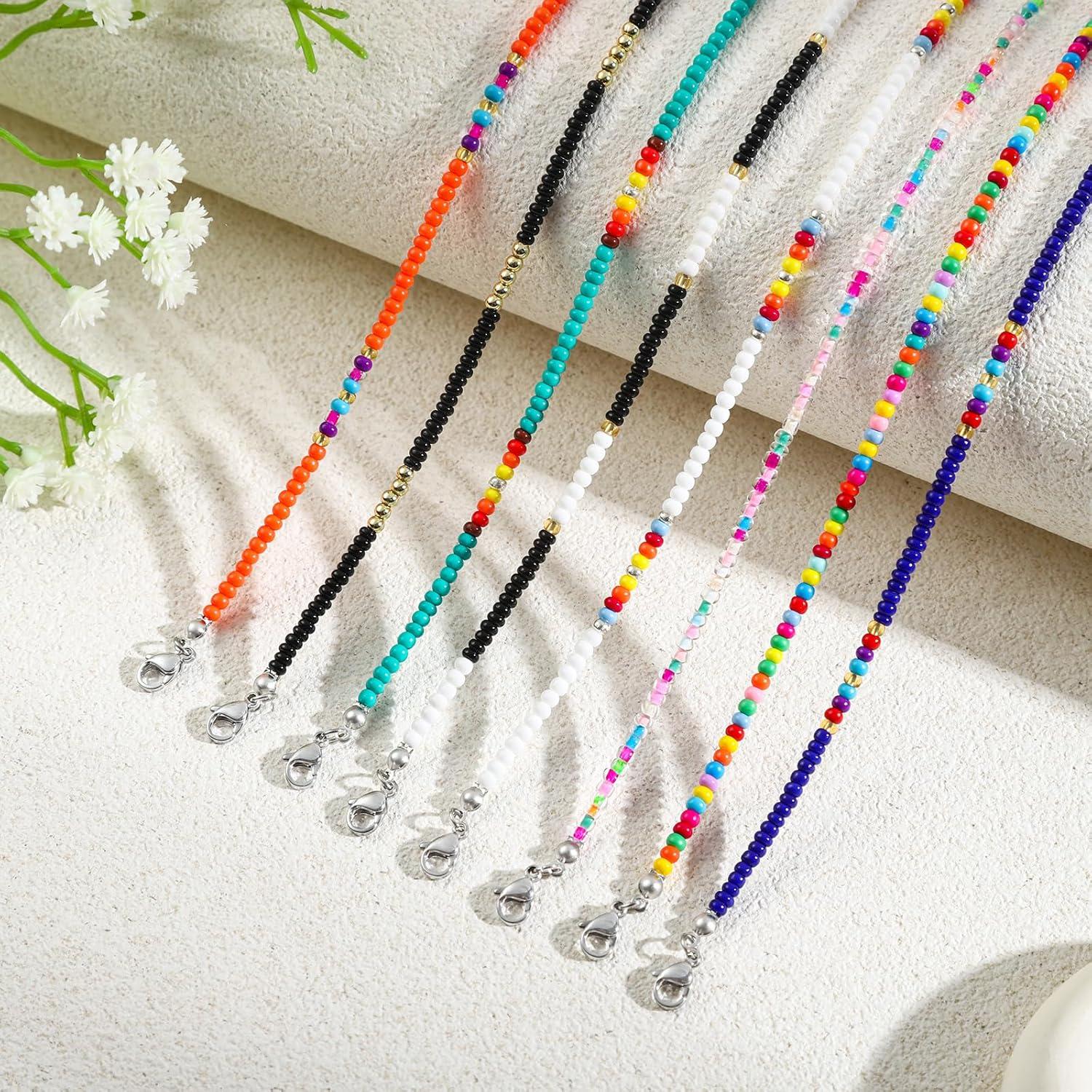 8 Pulseras de Tobillo de Cuentas Hechas a Mano para Mujeres