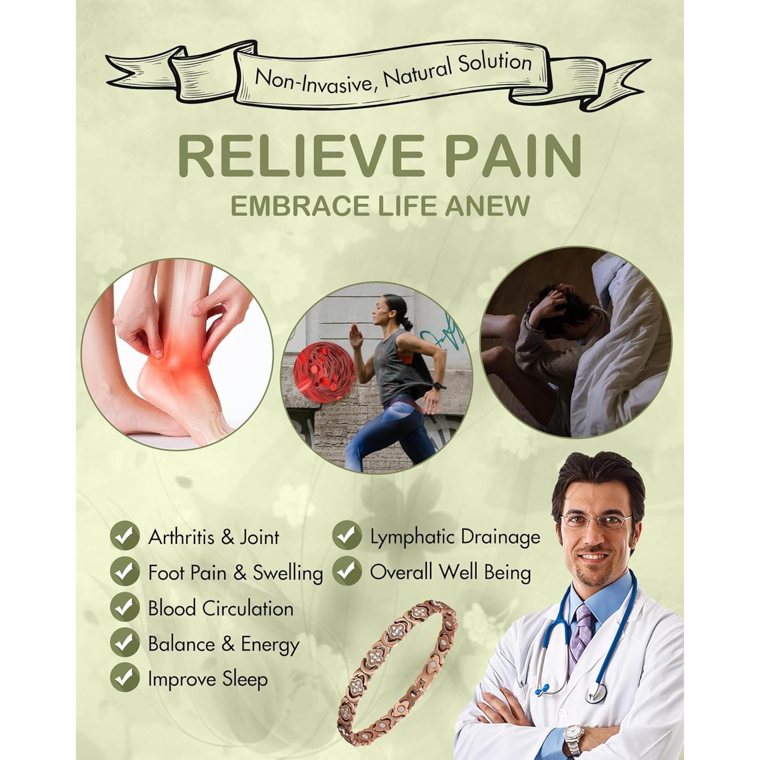 Pulsera de Tobillo de Cobre Feraco para Mujeres con Imanes