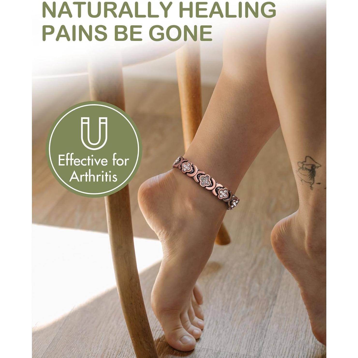 Pulsera de Tobillo de Cobre Feraco para Mujeres con Imanes