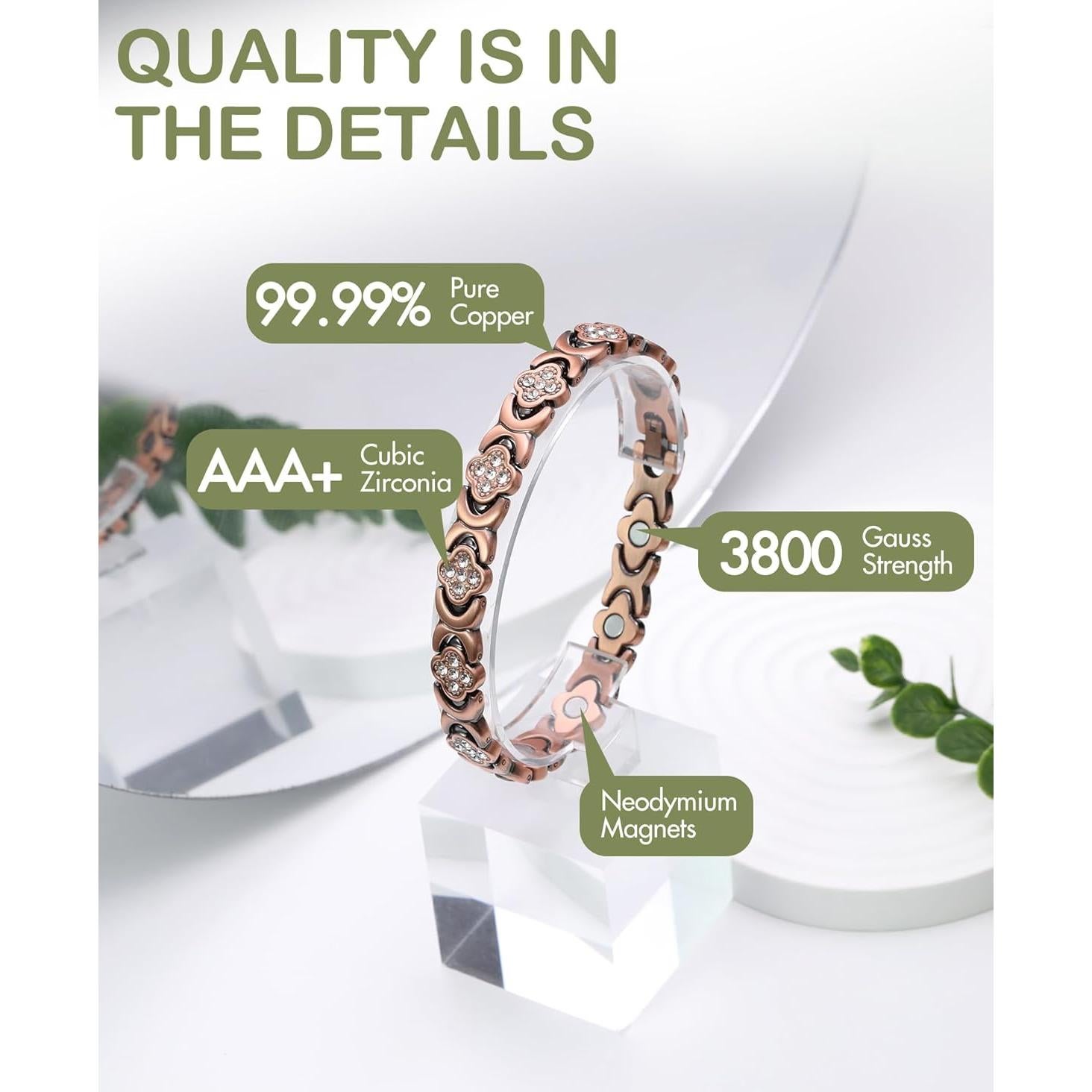 Pulsera de Tobillo de Cobre Feraco para Mujeres con Imanes