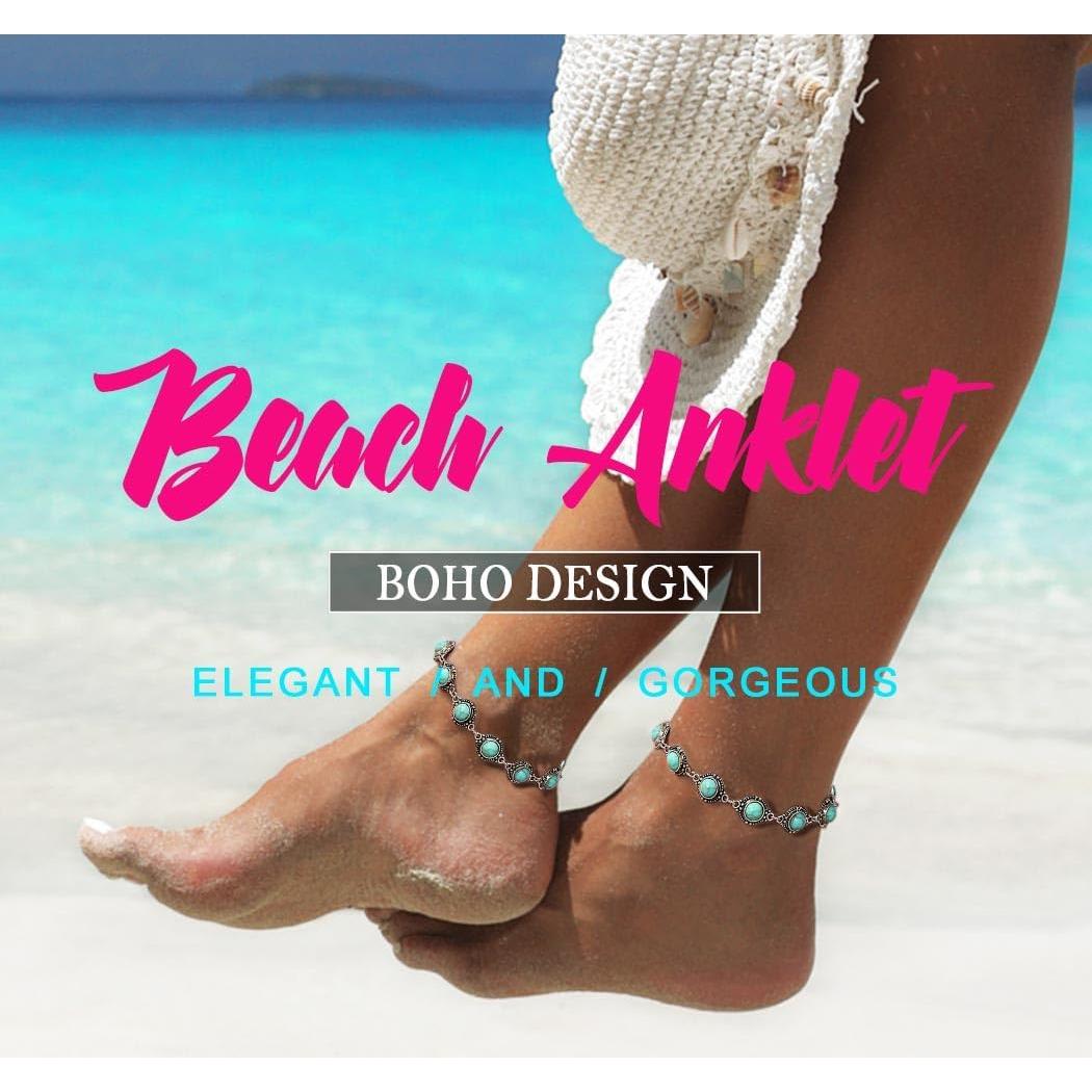 Pulsera de Tobillo Boho Turquesa Nicute Ajustable Verano