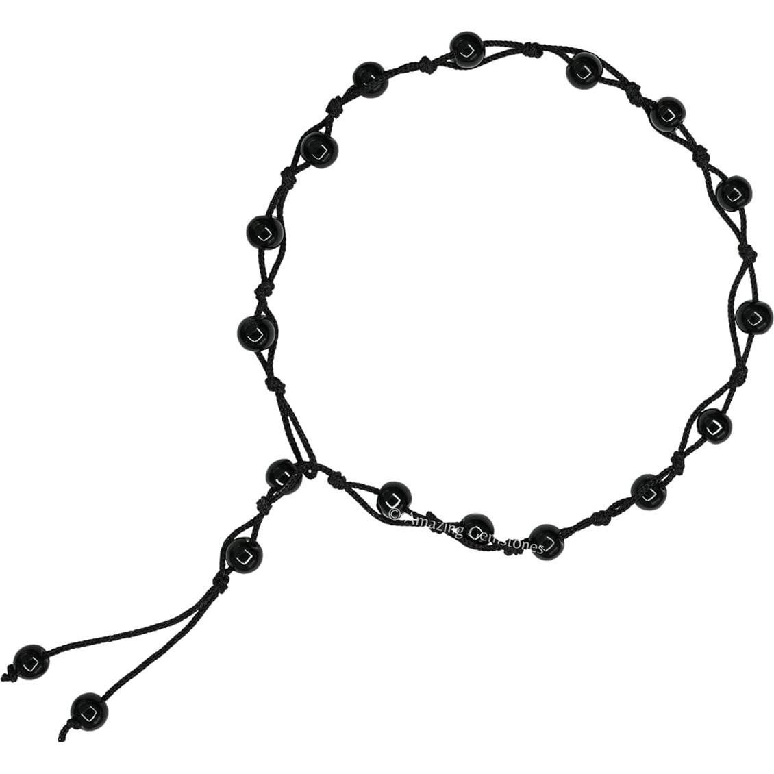 Pulsera de Tobillo Obsidiana Negra Mujer Ajustable 23-30.5 cm