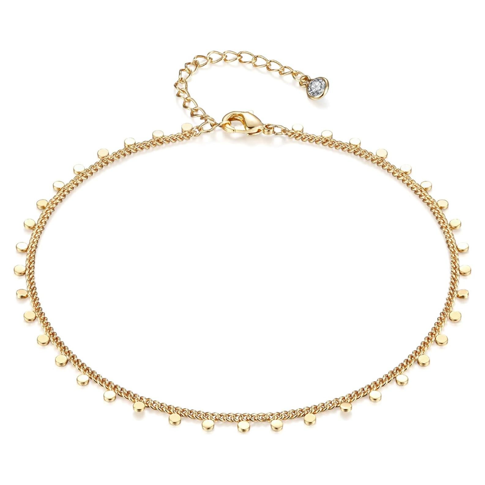 Pulsera de Tobillo Fettero Dainty Oro 14K Ajustable 21.6cm