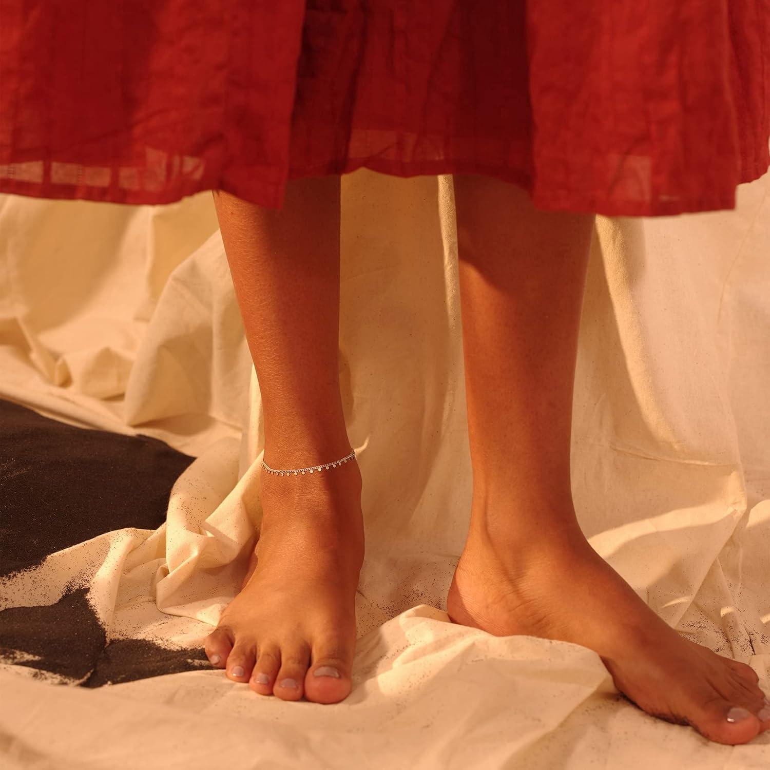 Pulsera de Tobillo Fettero Dainty Oro 14K Ajustable 21.6cm